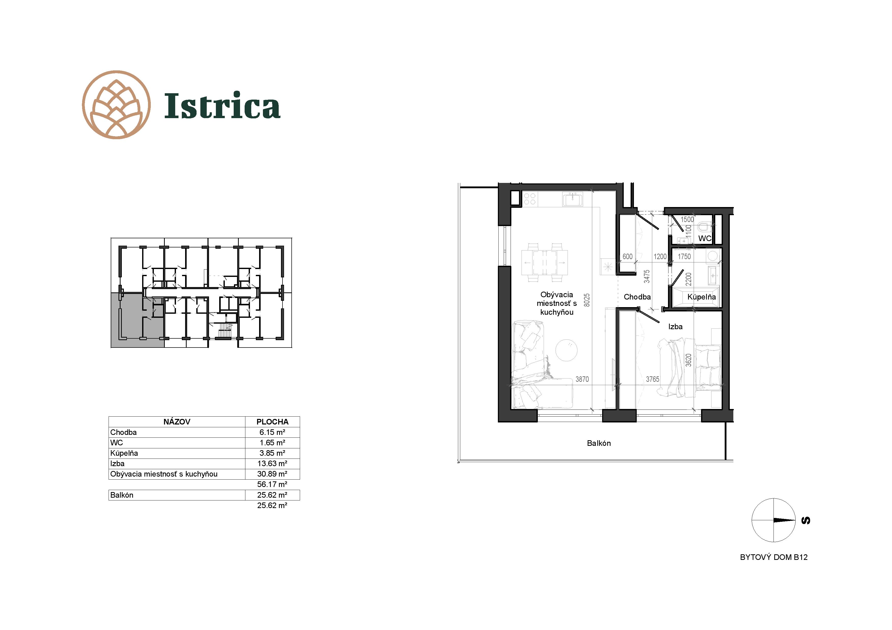 Istrica - B12 – 3C - Pôdorys