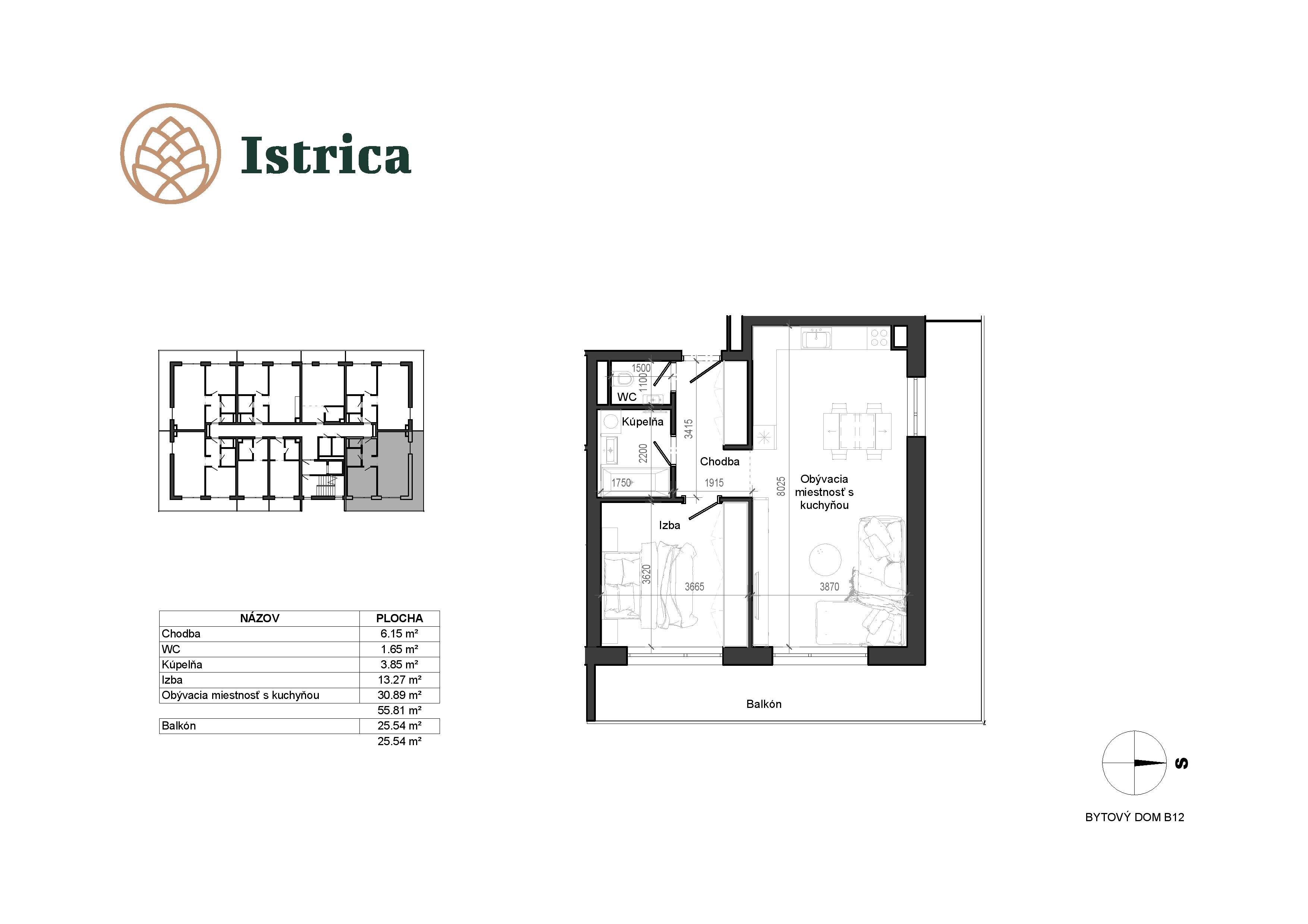 Istrica - B12 – 3H - Pôdorys