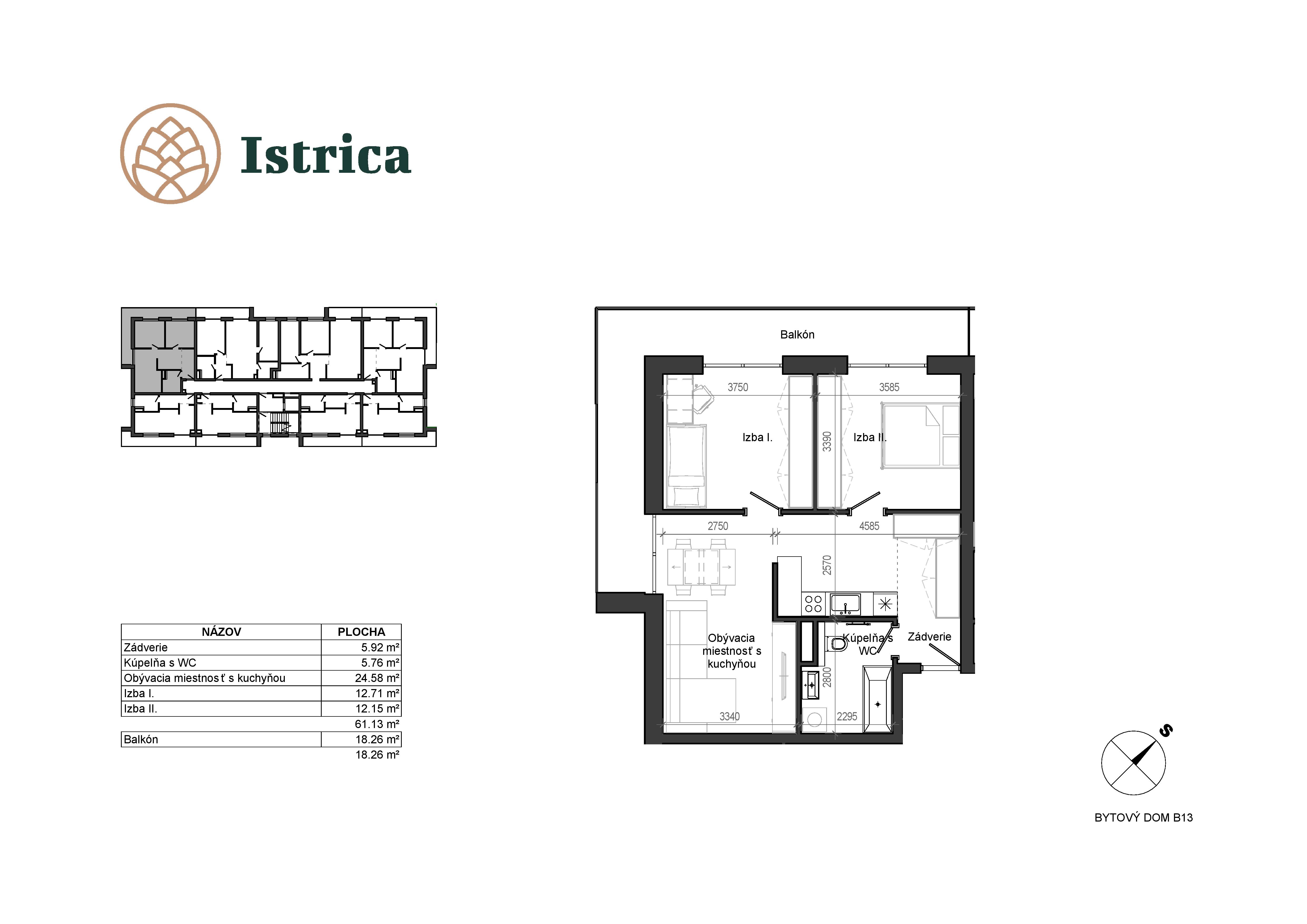 Istrica - B13 – 3C - Pôdorys
