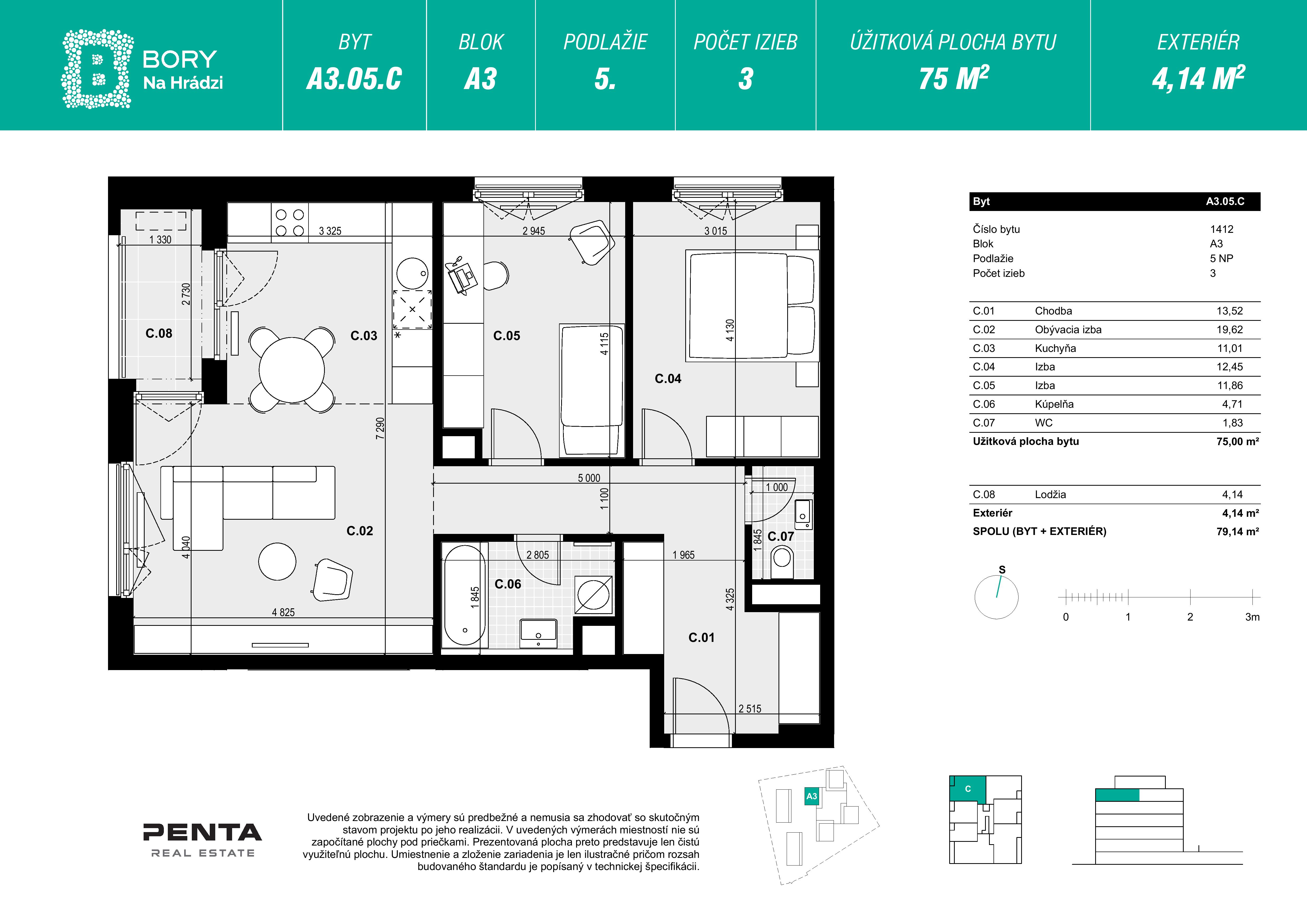 Bory - A3.05.C - Pôdorys