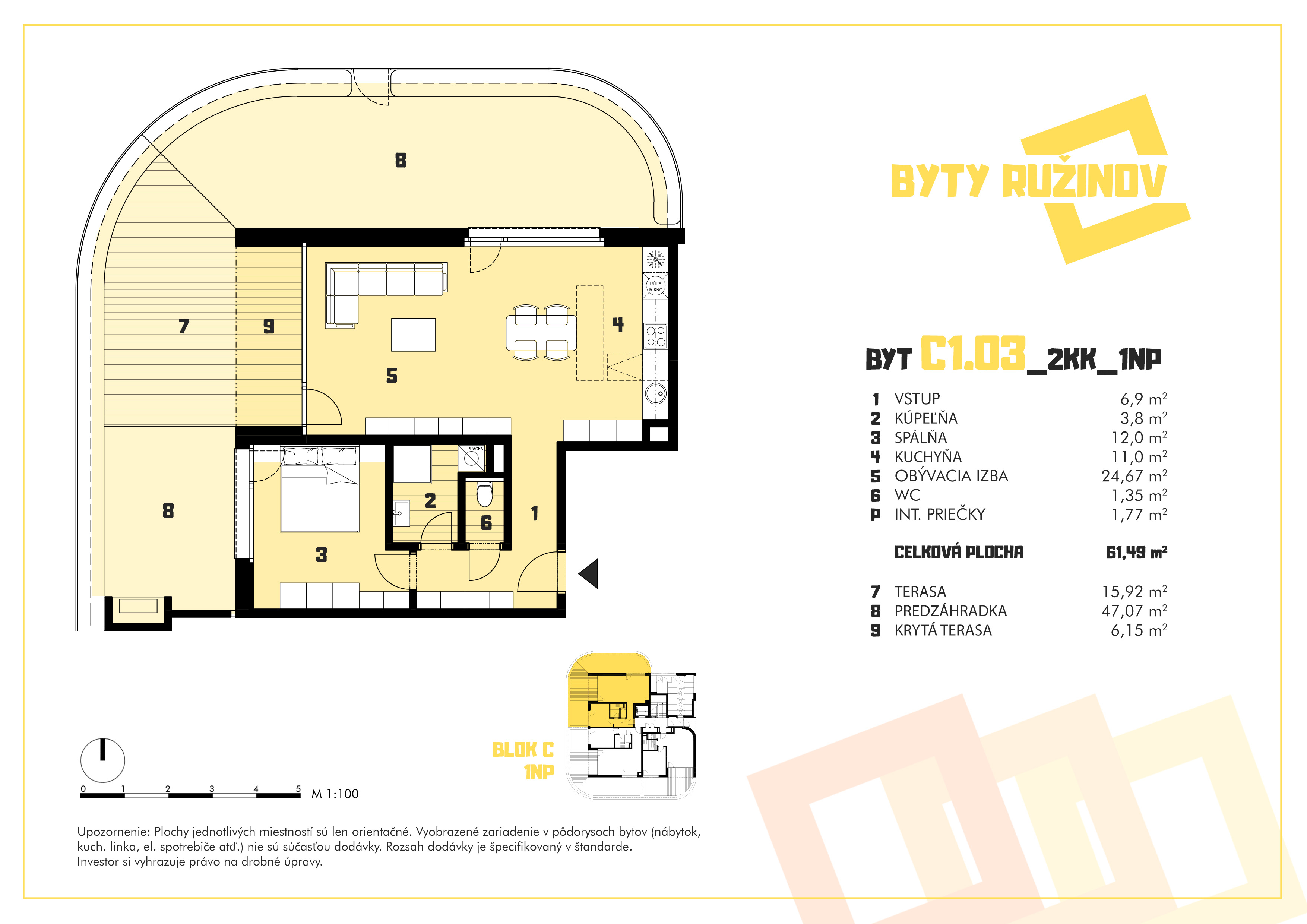 Byty Ružinov - C1.03 - Pôdorys