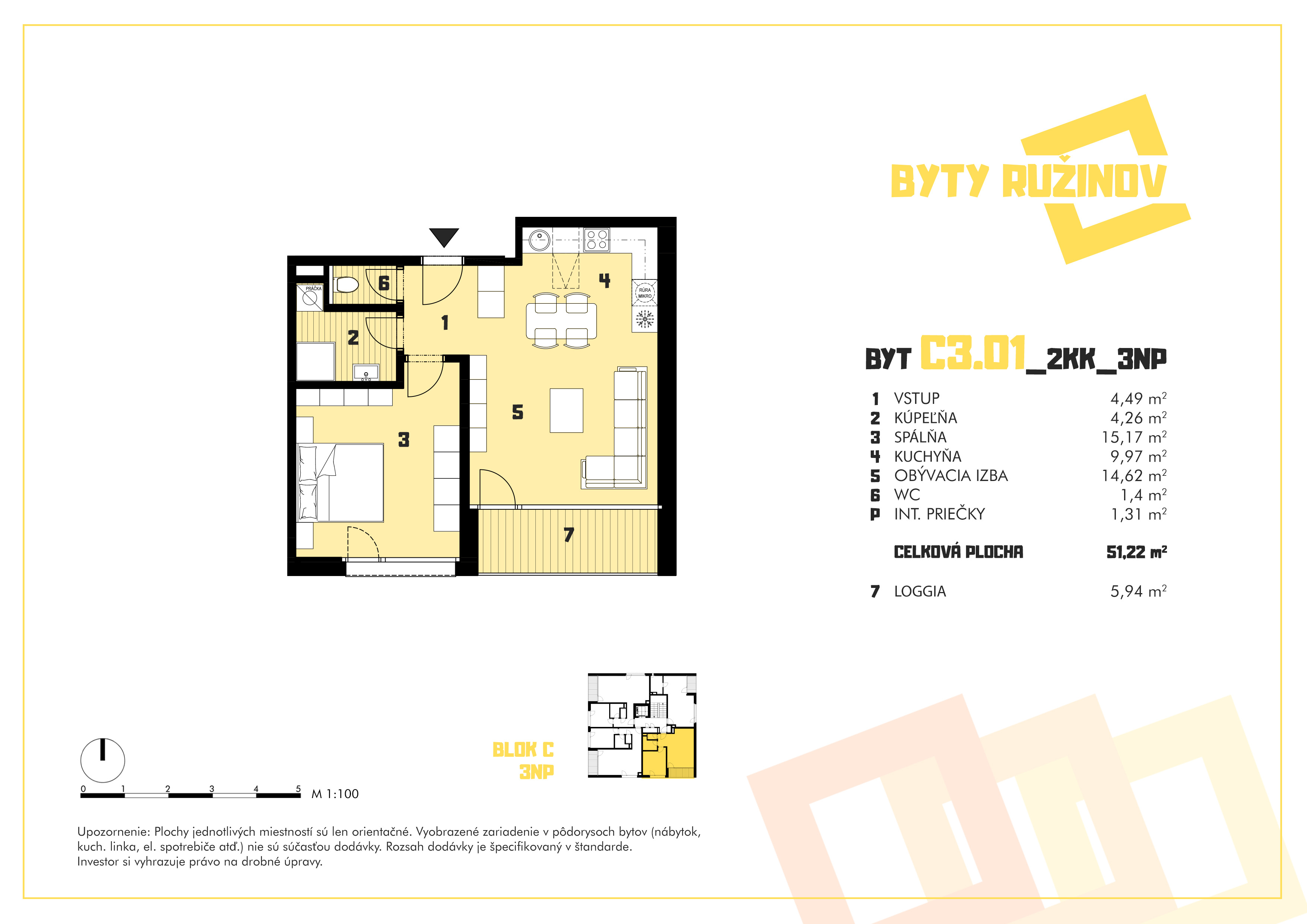 Byty Ružinov - C3.01 - Pôdorys