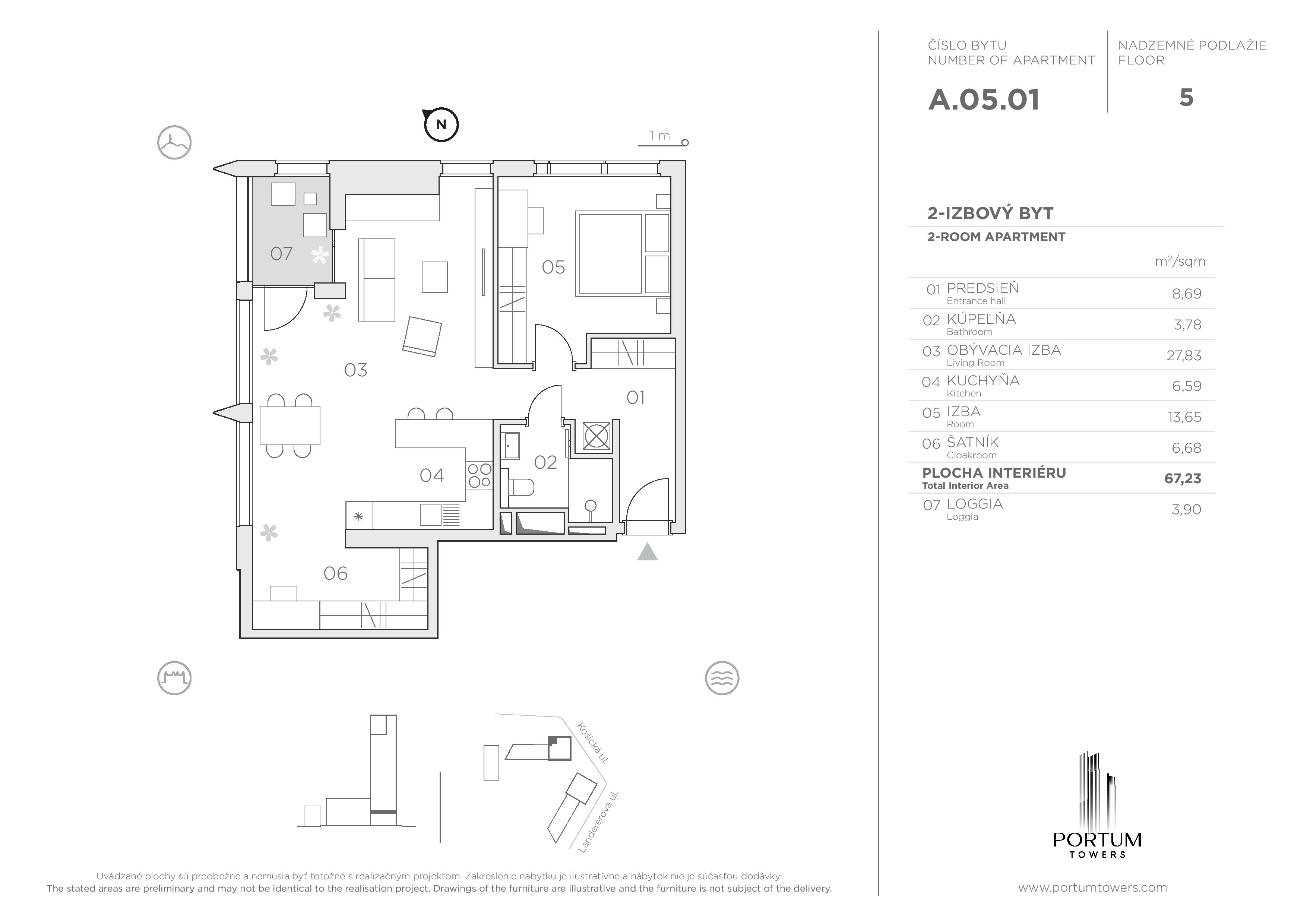 Portum Towers - A.05.01 - Pôdorys