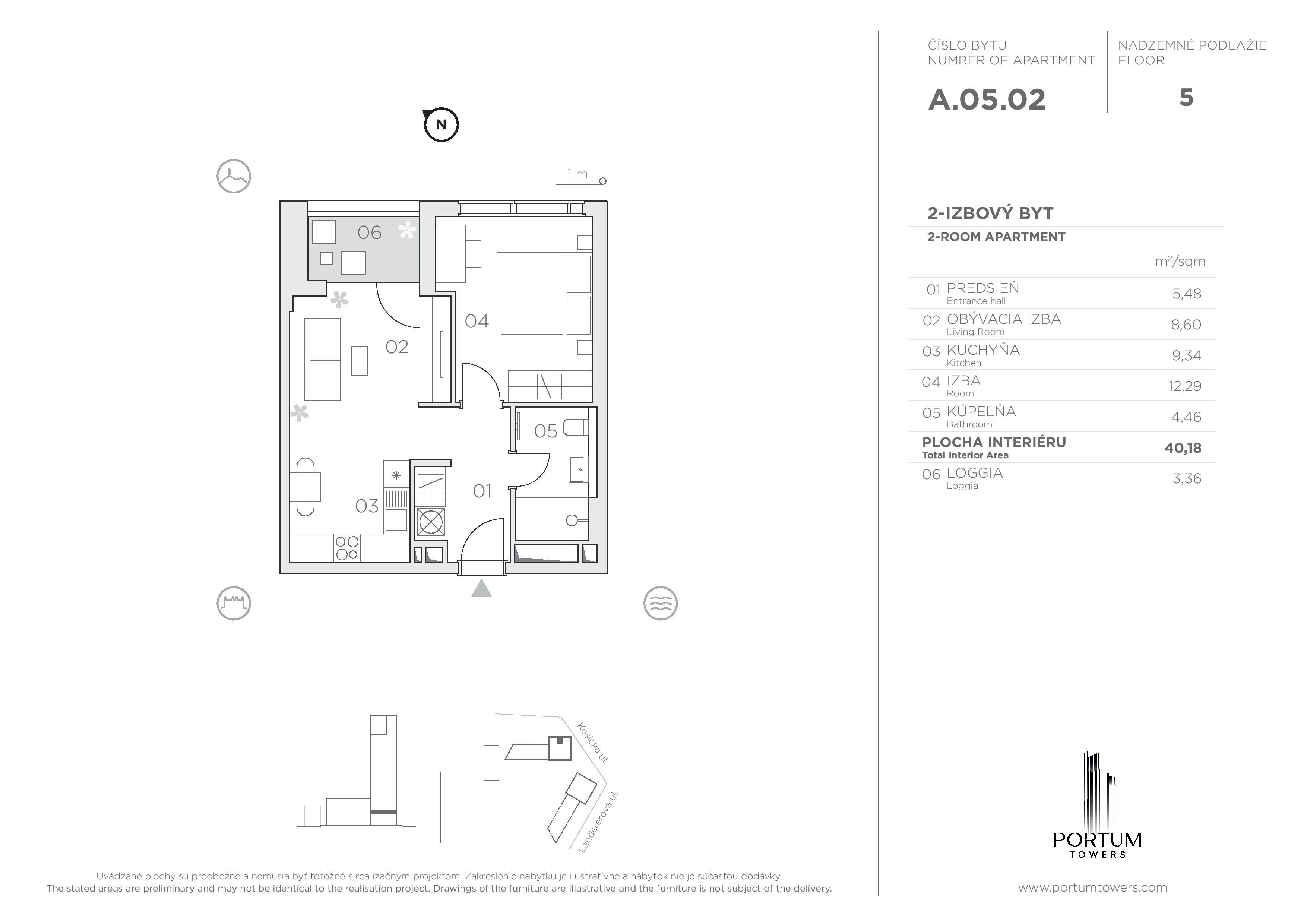 Portum Towers - A.05.02 - Pôdorys