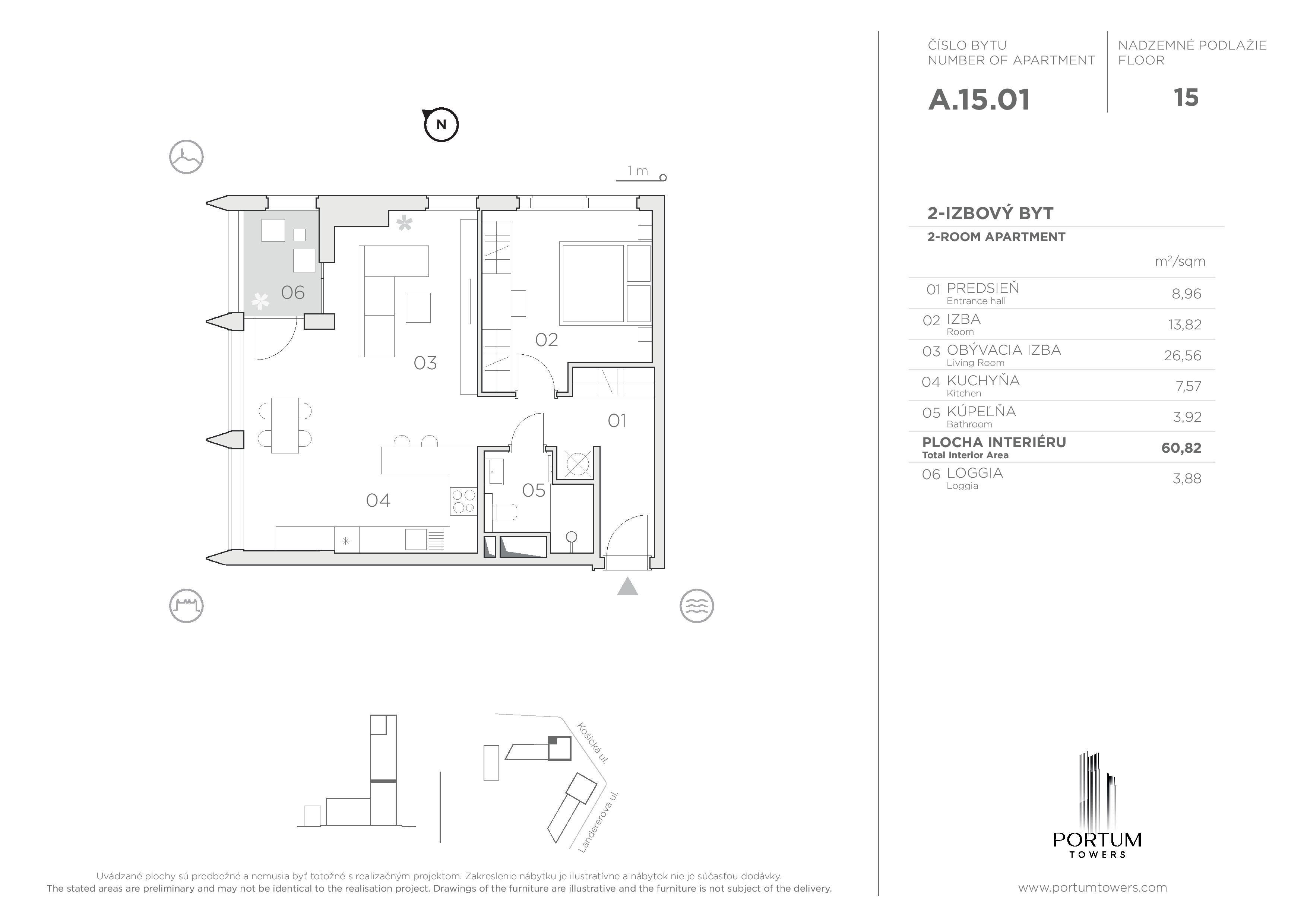 Portum Towers - A.15.01 - Pôdorys