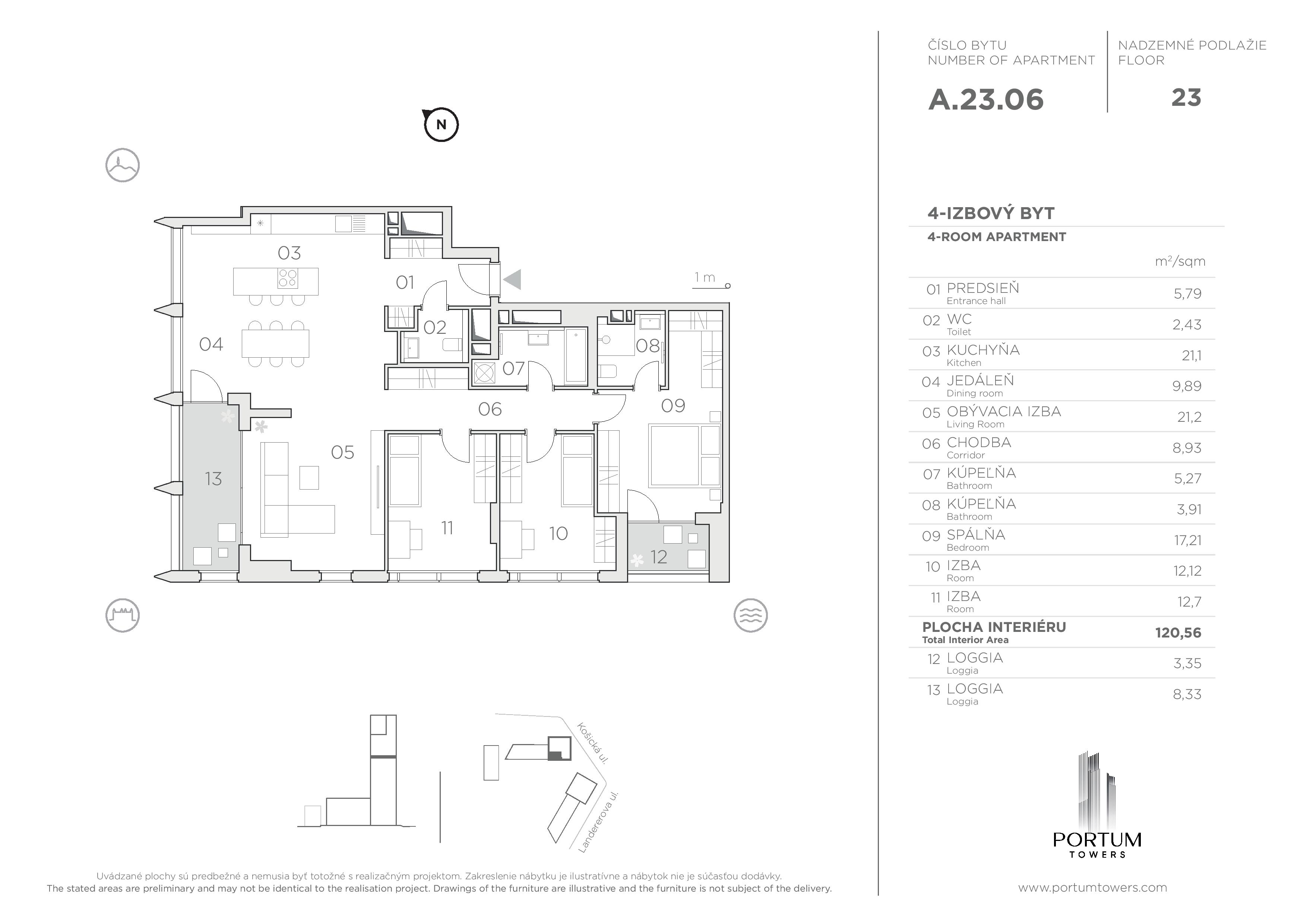 Portum Towers - A.23.06 - Pôdorys