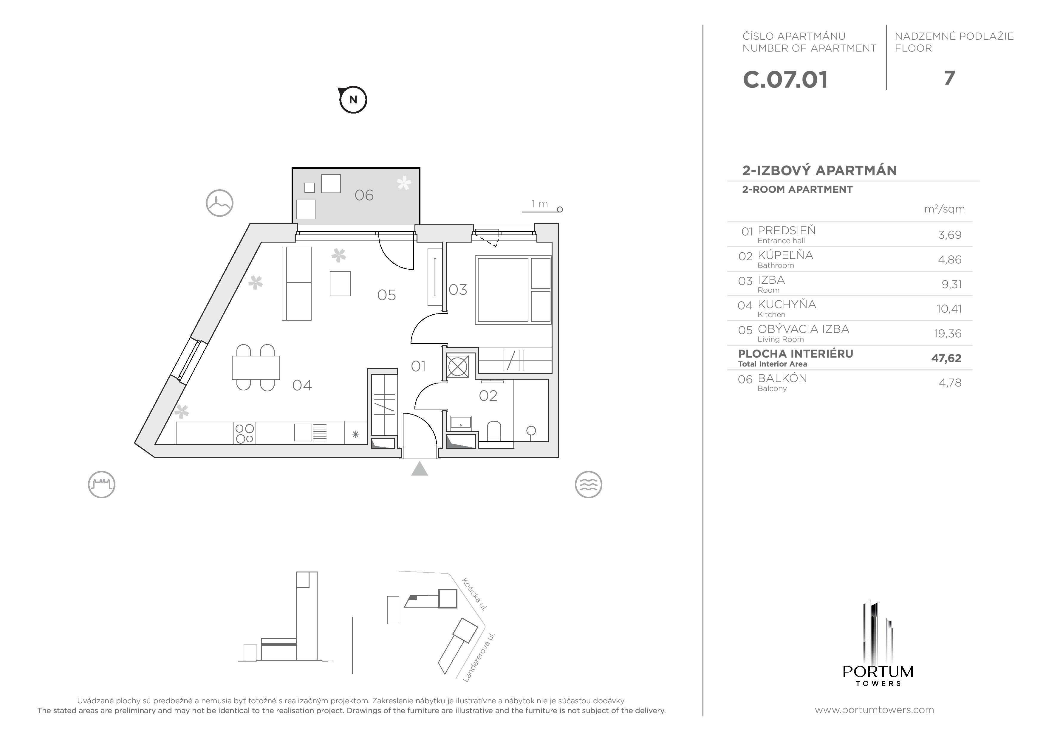 Portum Towers - C.07.01 - Pôdorys