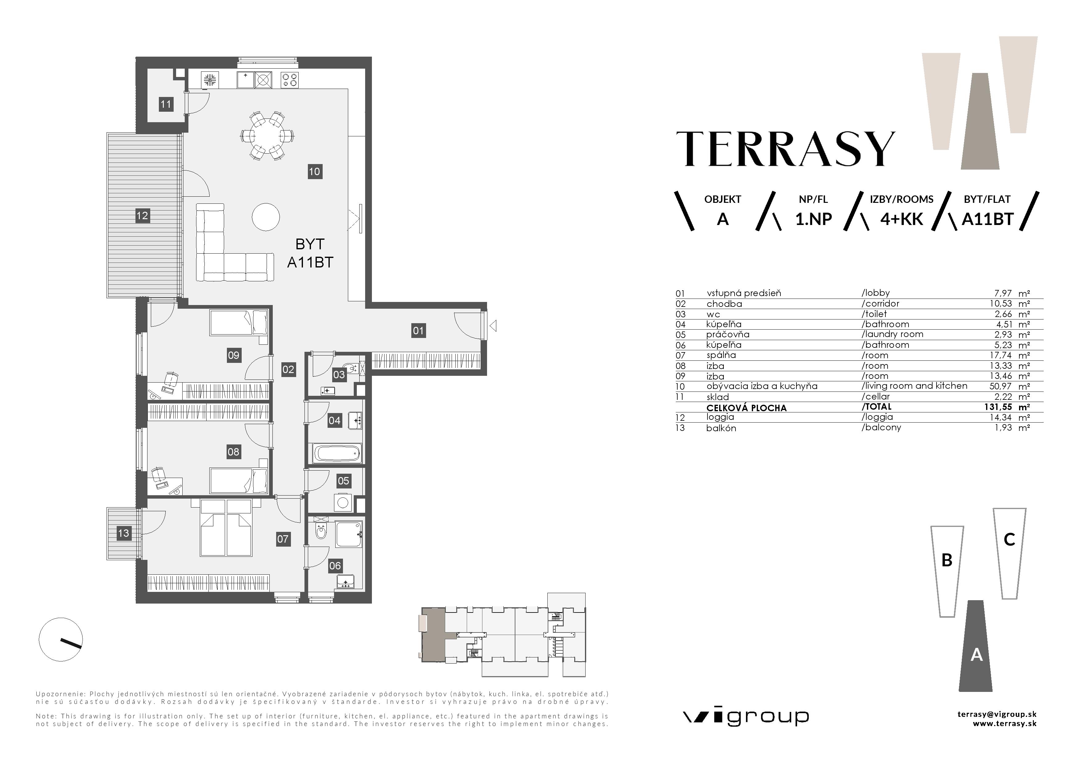 Terrasy - A11BT - Pôdorys