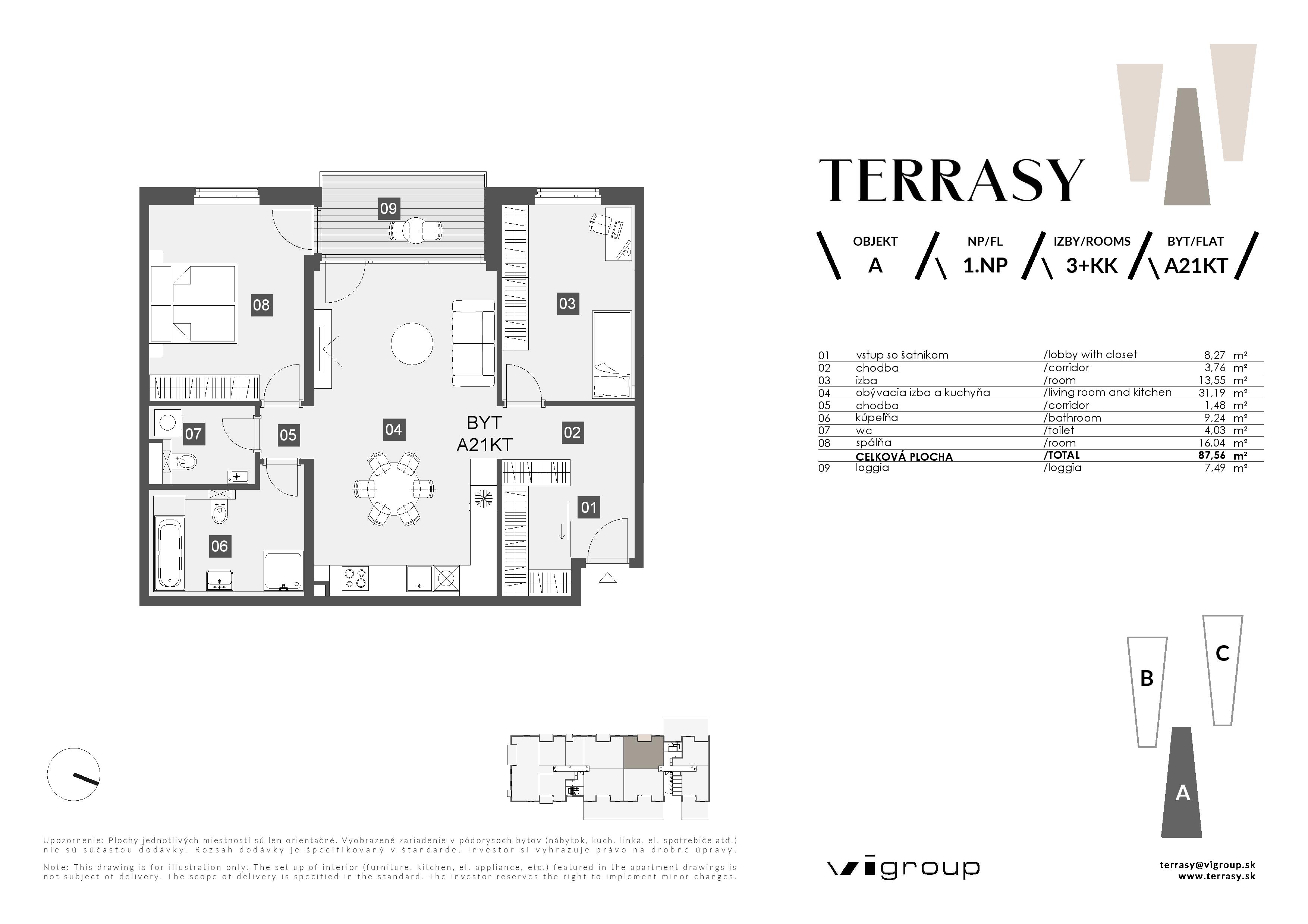 Terrasy - A21KT - Pôdorys