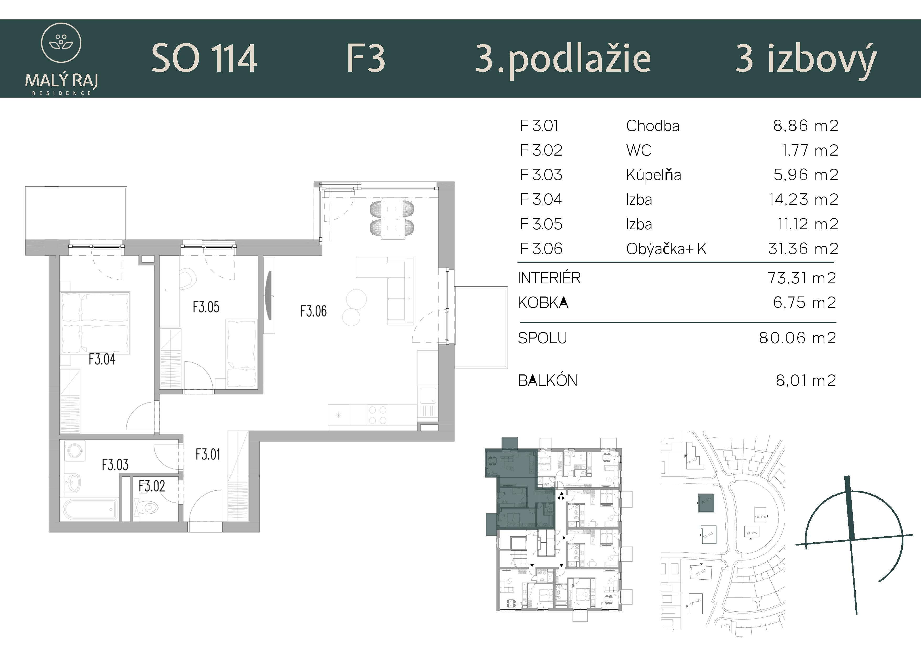 Malý Raj Residence - F3 - Pôdorys