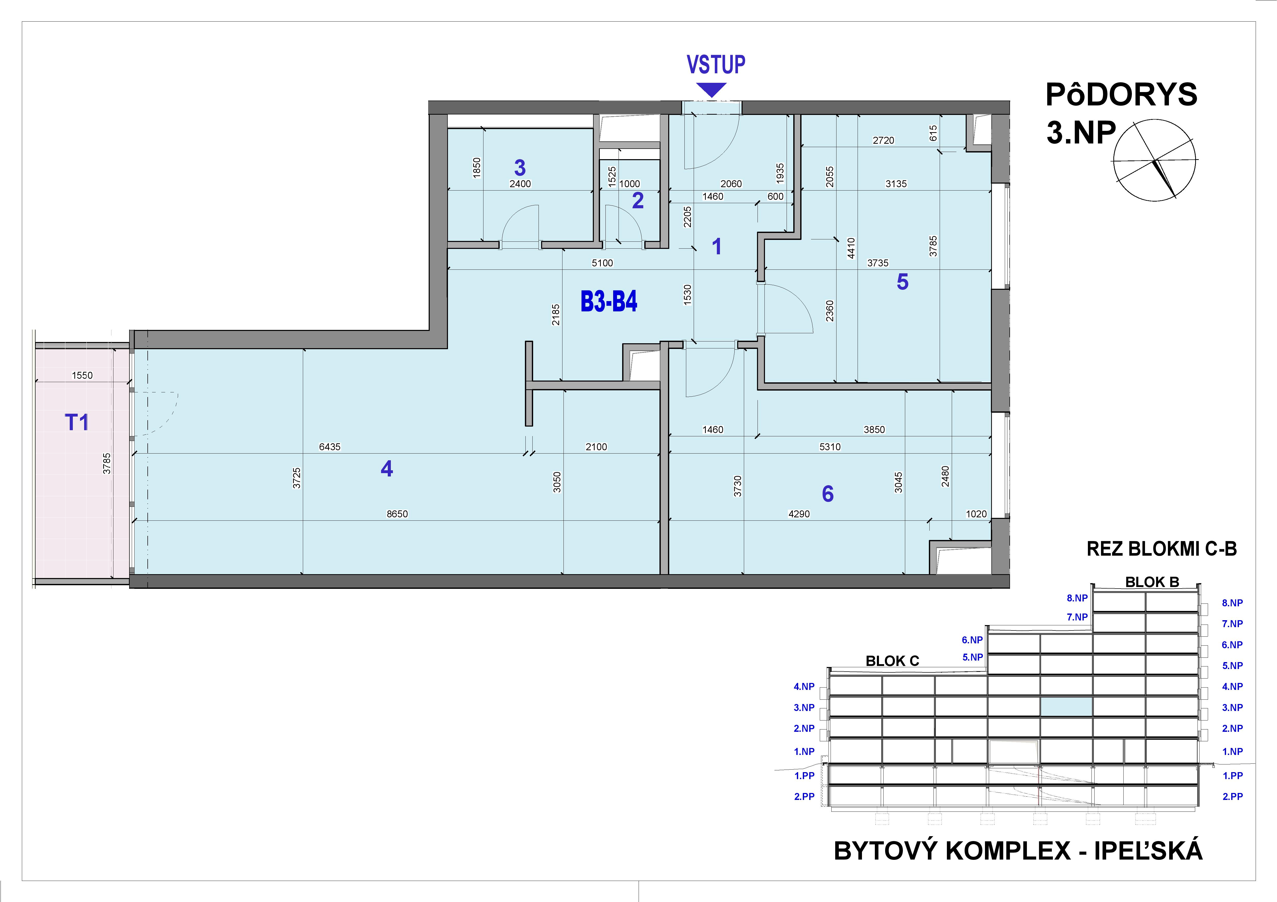 Ipeľská - B3-B4 - Pôdorys