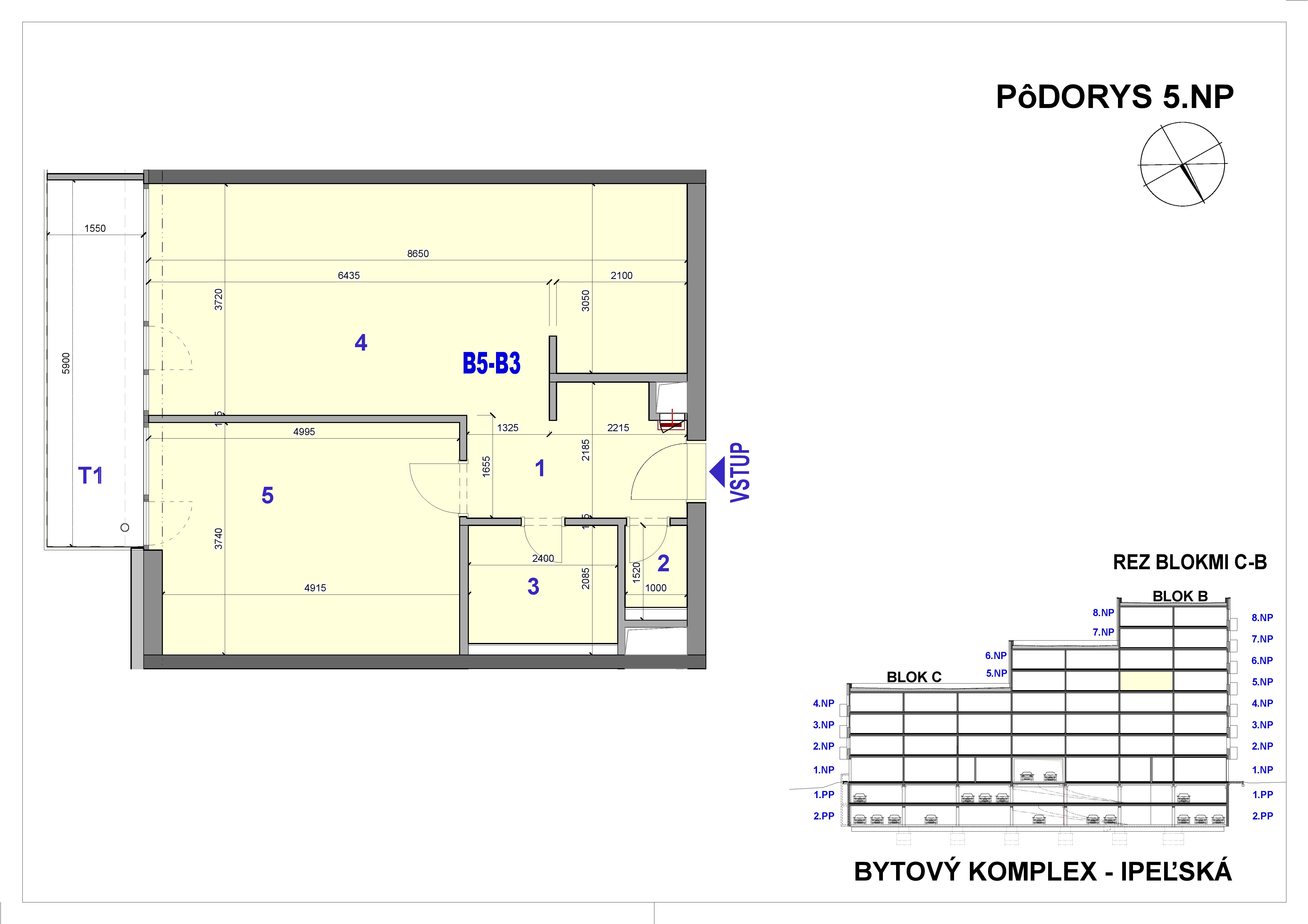 Ipeľská - B5-B3 - Pôdorys