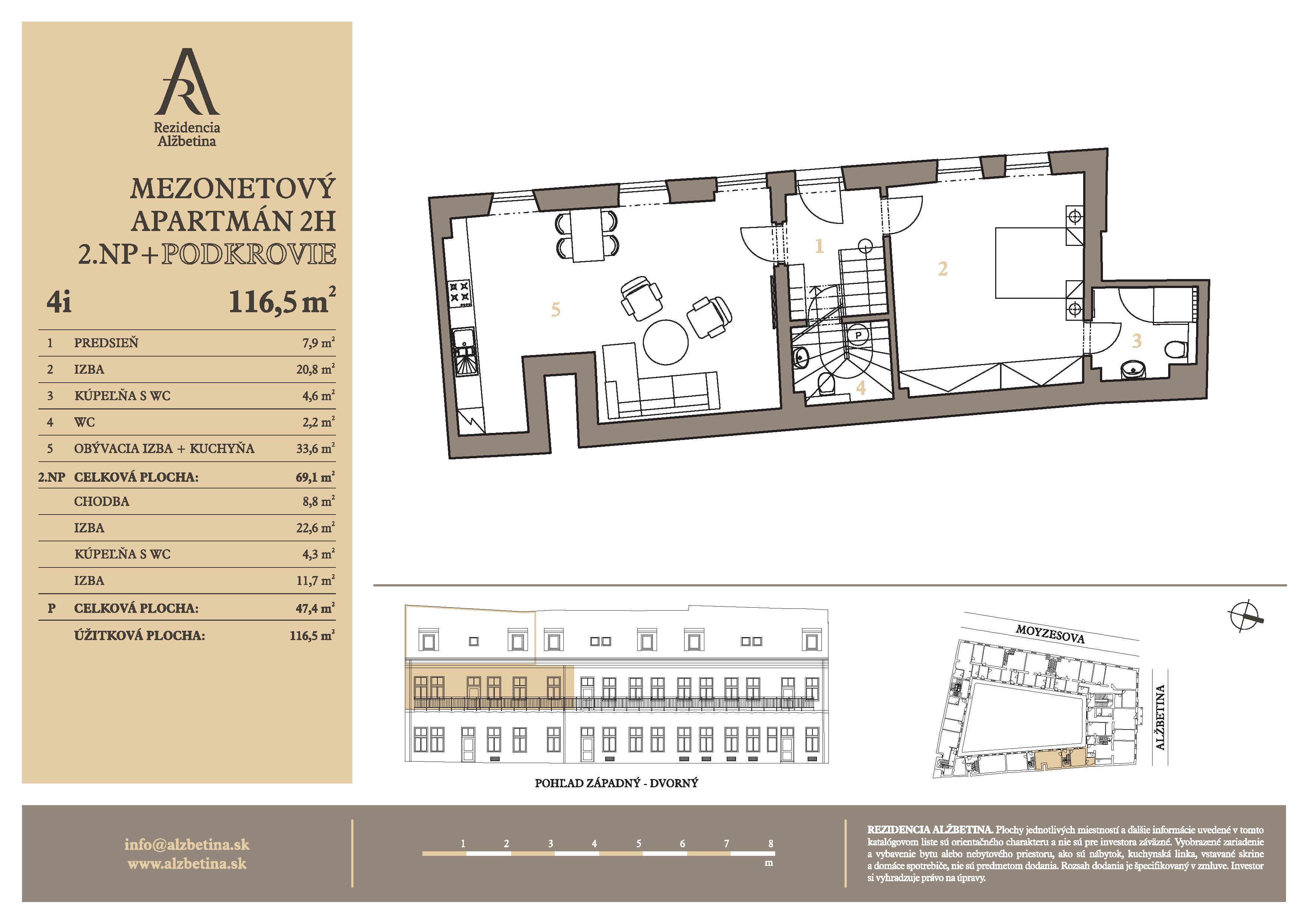 Rezidencia Alžbetina - 2H - Pôdorys