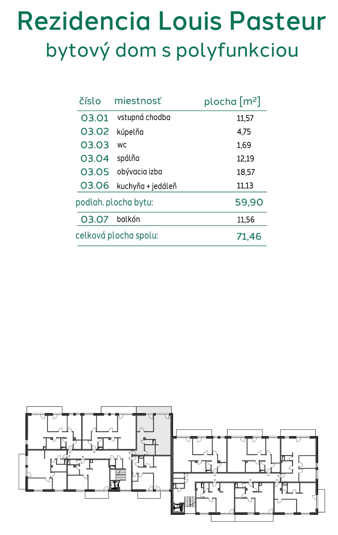 Rezidencia Louis Pasteur - 203-A - Pôdorys