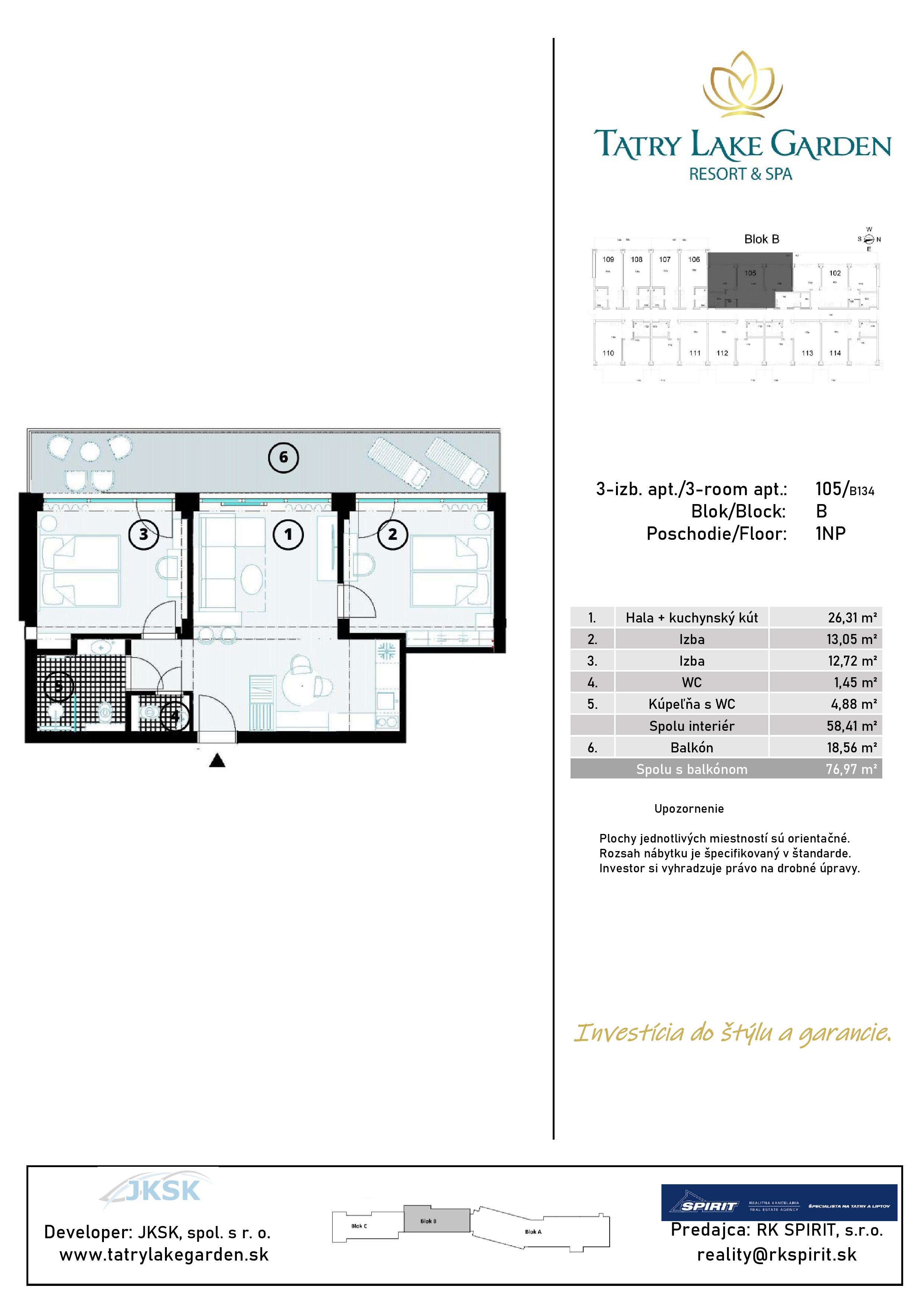 Lake Garden Tatralandia - B-105 - Pôdorys