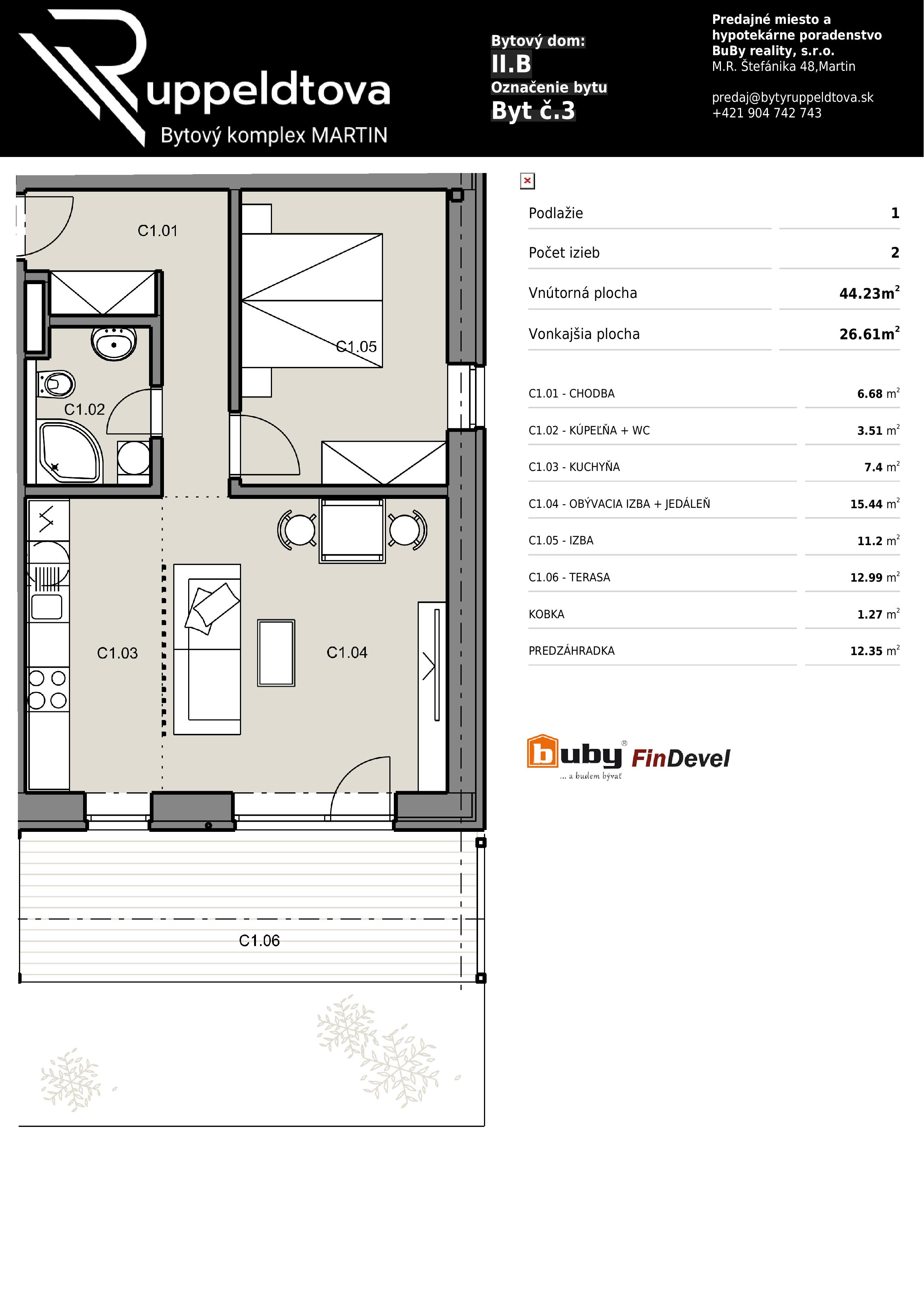 Ruppeldtova - NP1 - IIB-Byt c.3 - Pôdorys