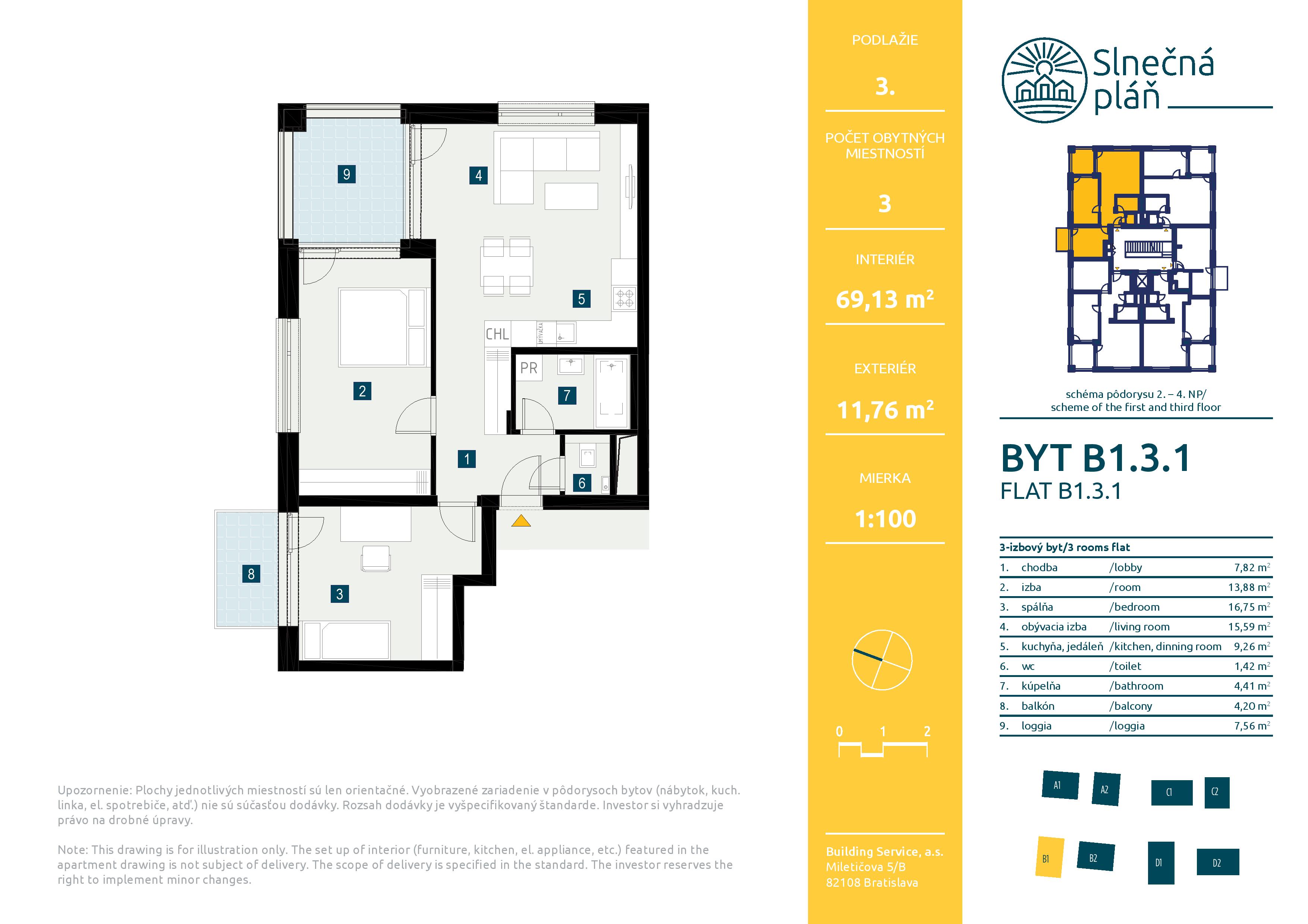 Slnečná pláň - B1.3.1 - Pôdorys