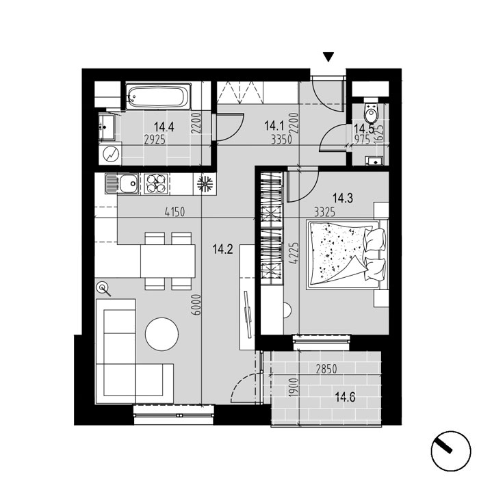 Hliny 1 - A14 - Pôdorys