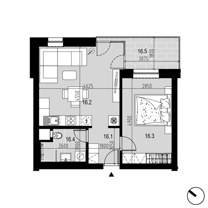 Hliny 1 - A16 - Pôdorys