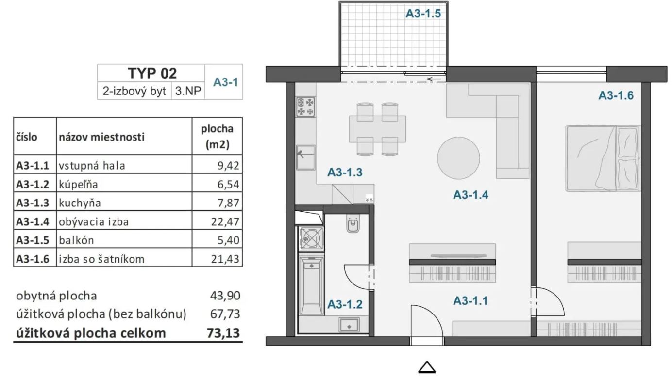 Záhradky - 13.A3-1 - Pôdorys