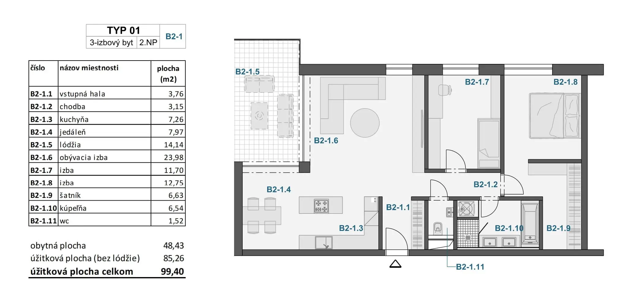 Záhradky - 8.B2-1 - Pôdorys