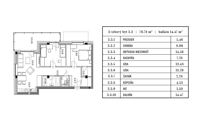 Egidius Residence - 3.3 - Pôdorys