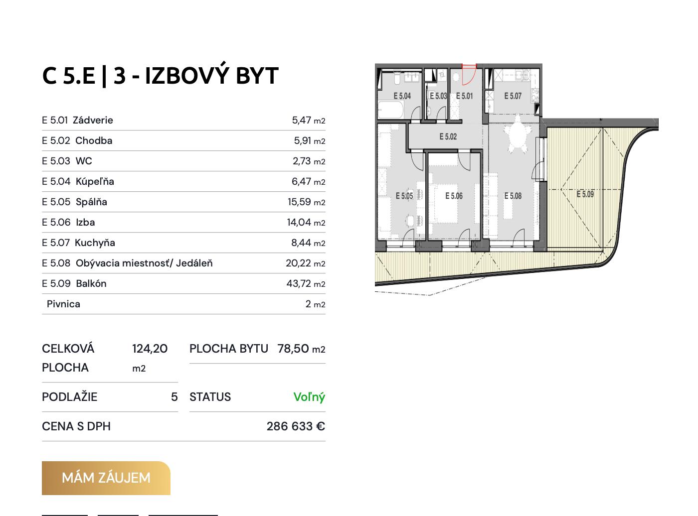 Pražská - C 5.E - Pôdorys