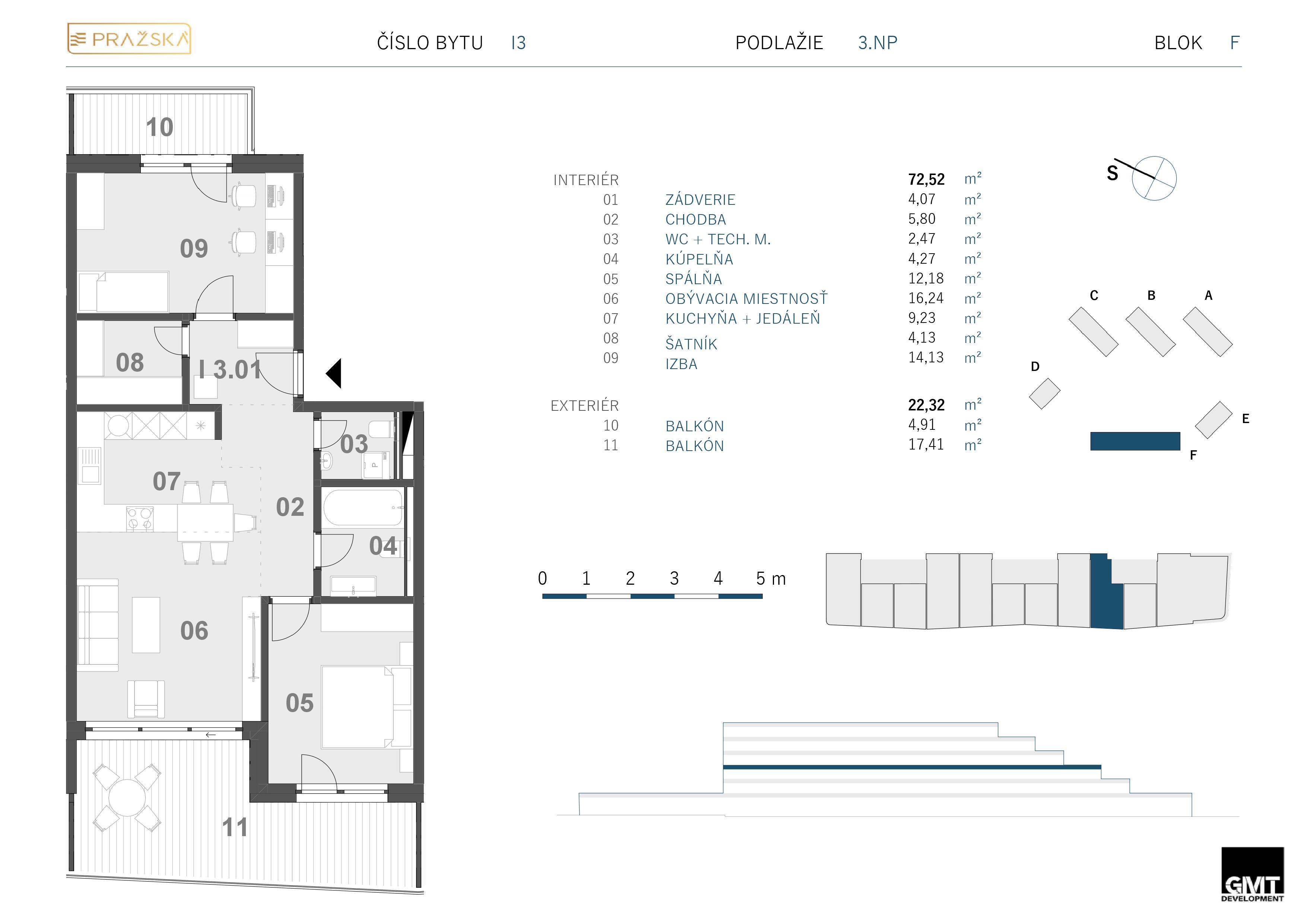 Pražská - F 3.I - Pôdorys
