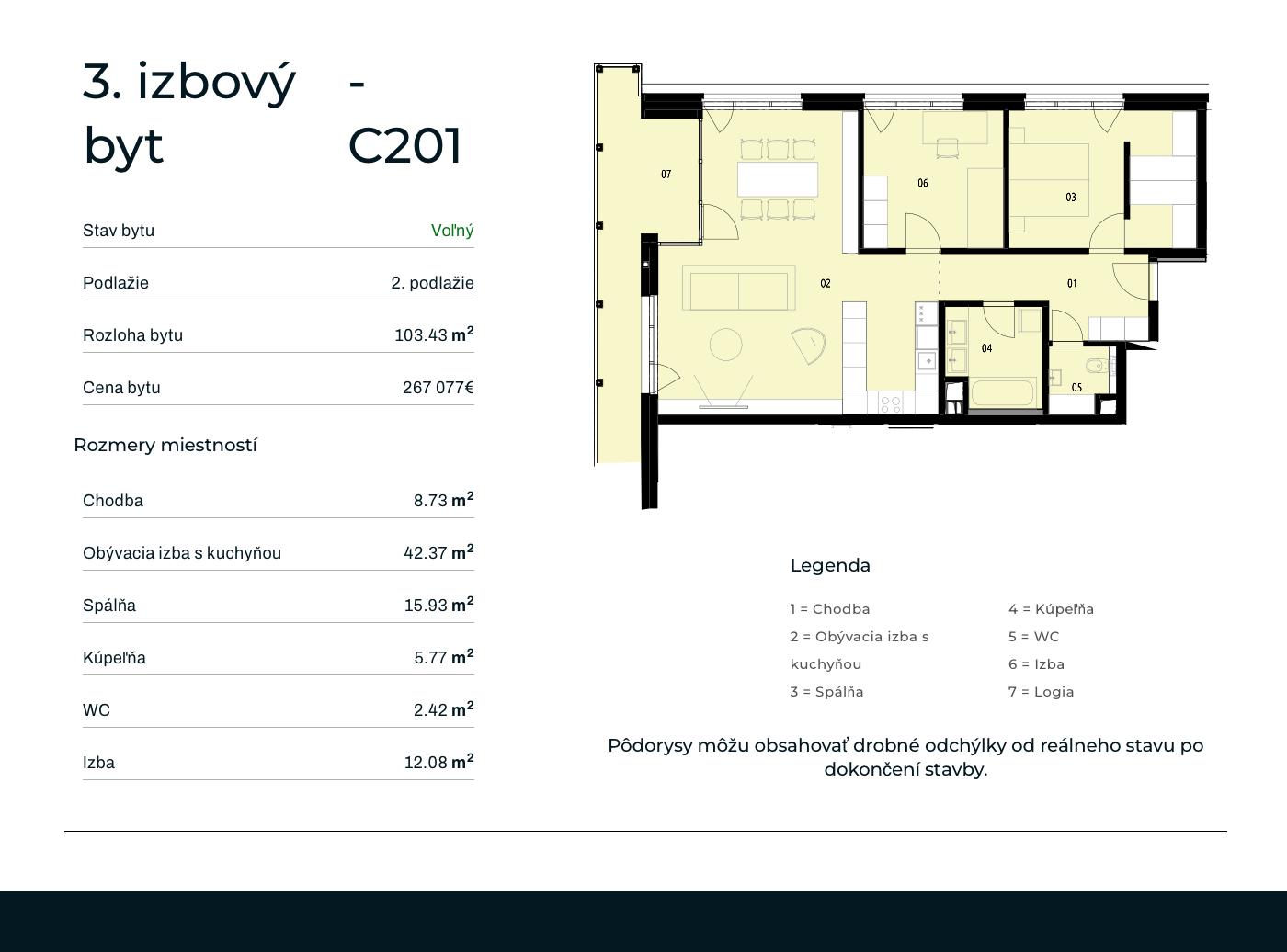 Rezidencia Rusínska - C201 - Pôdorys