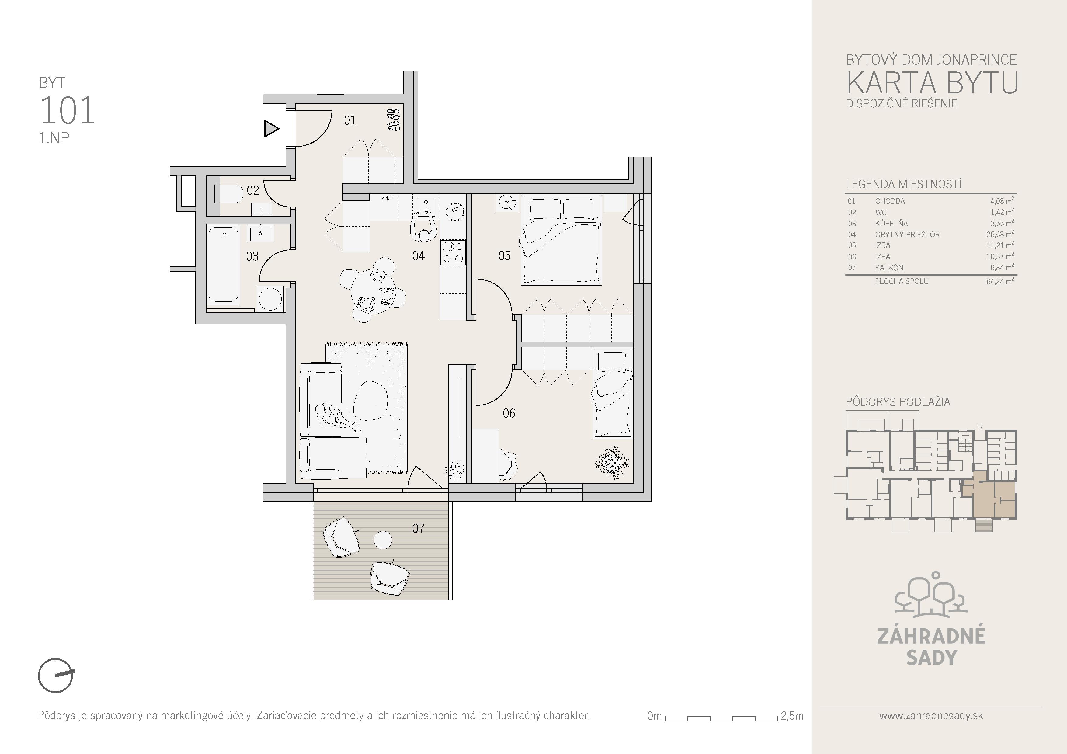 Záhradné Sady - B101 - Pôdorys