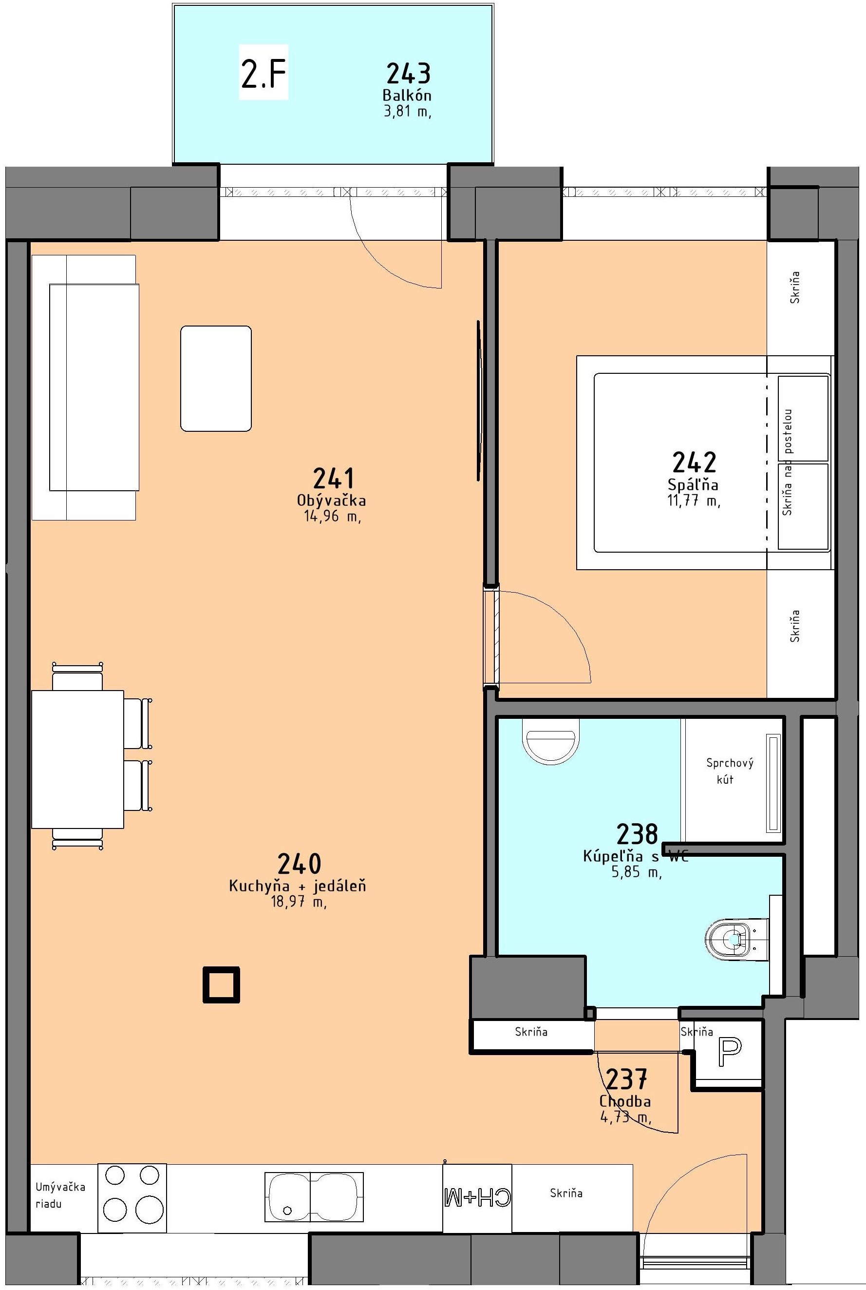 Rezidencia PARK - 2.F - Pôdorys