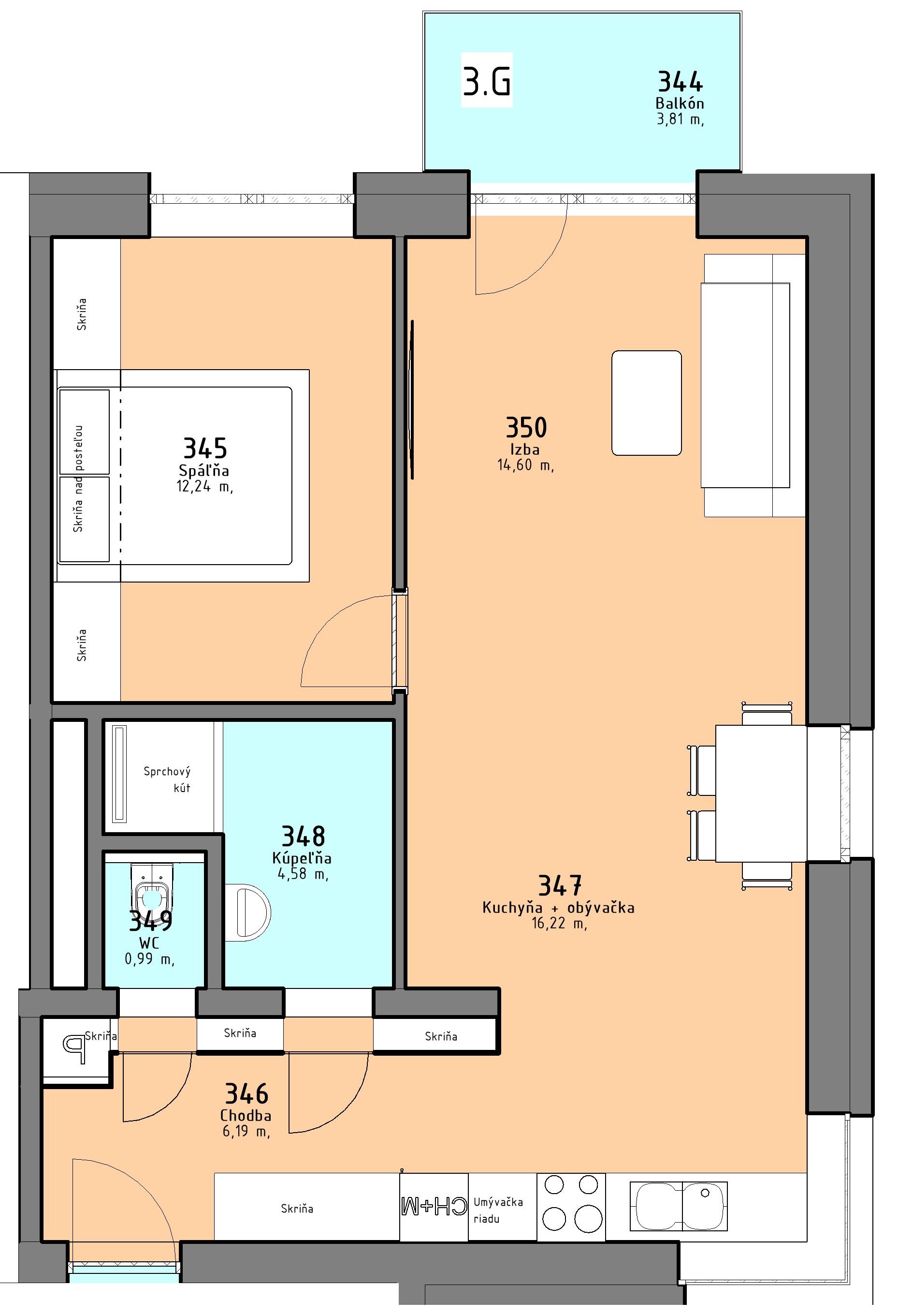 Rezidencia PARK - 3.G - Pôdorys