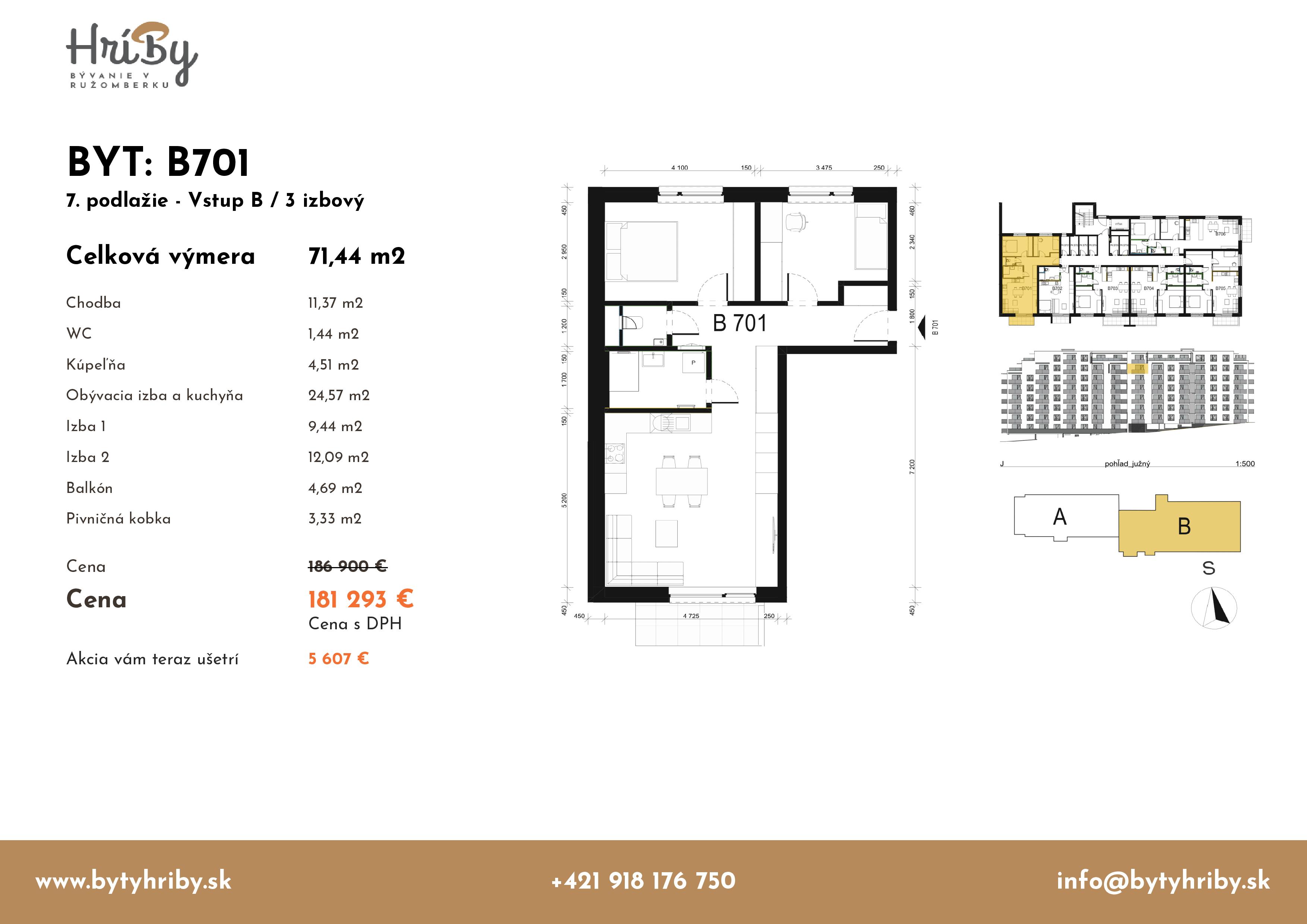 Hríby - B701 - Pôdorys