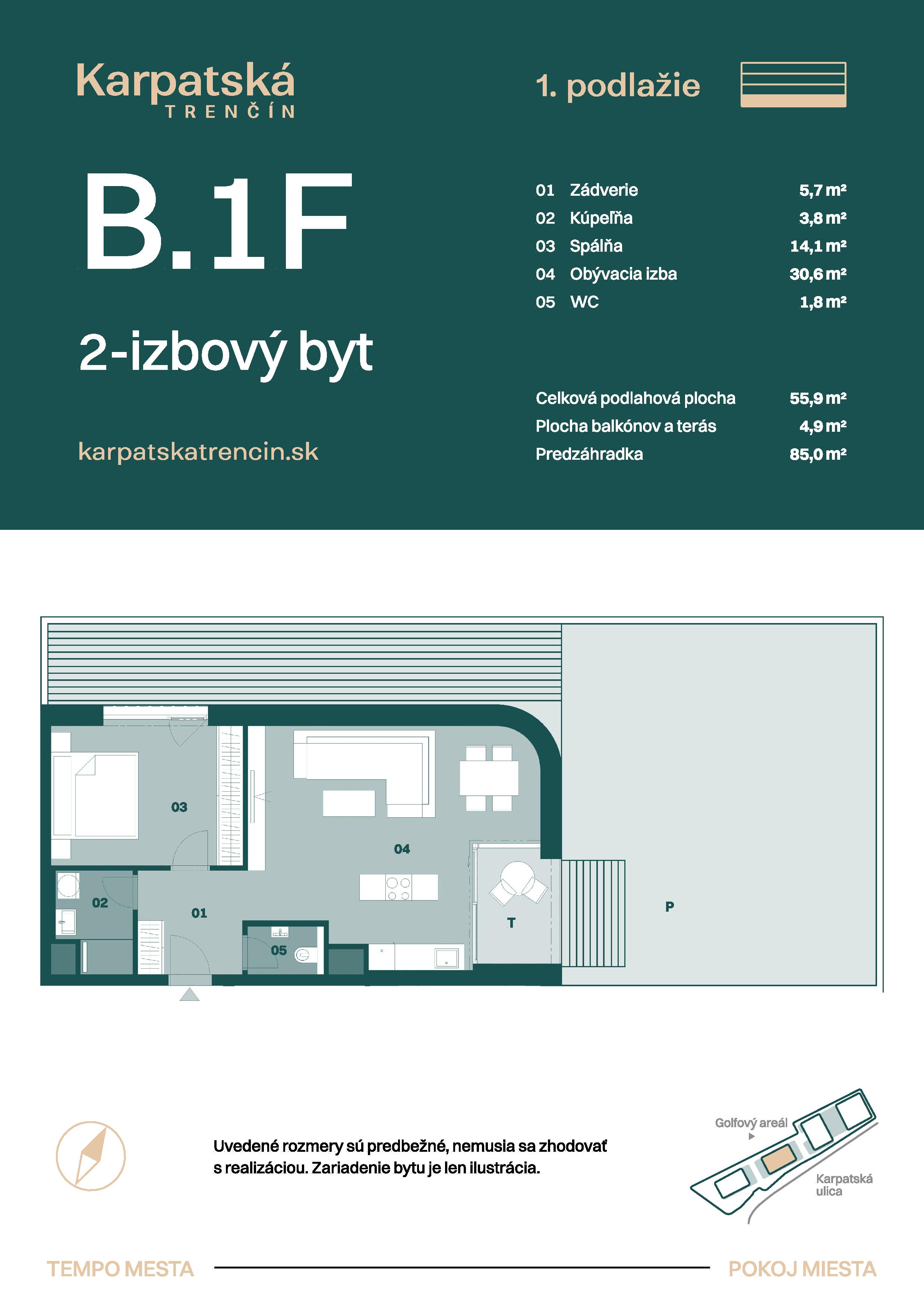 Karpatská Trenčín - B.1F - Pôdorys