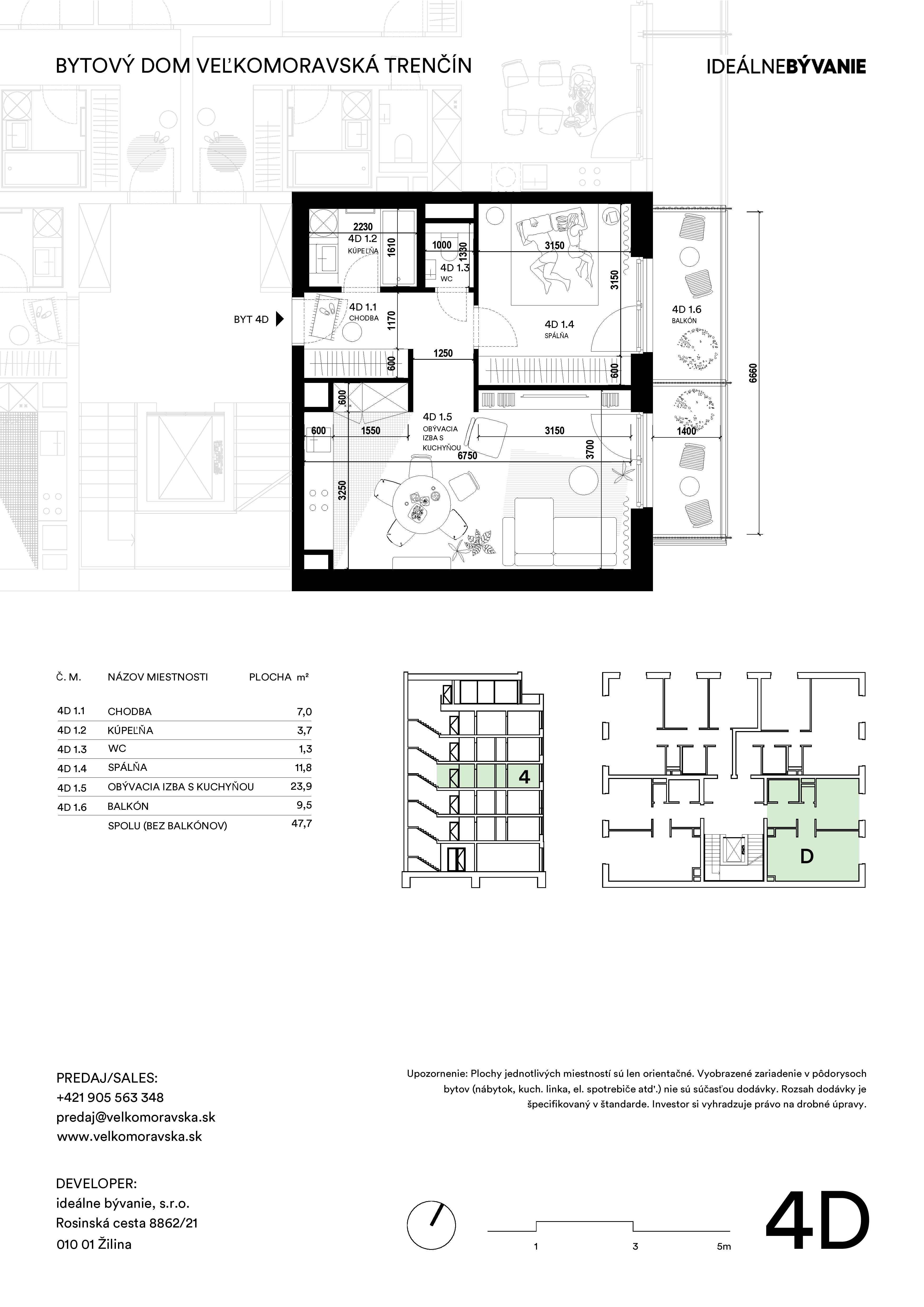 Trenčín Veľkomoravská - 4D - Pôdorys