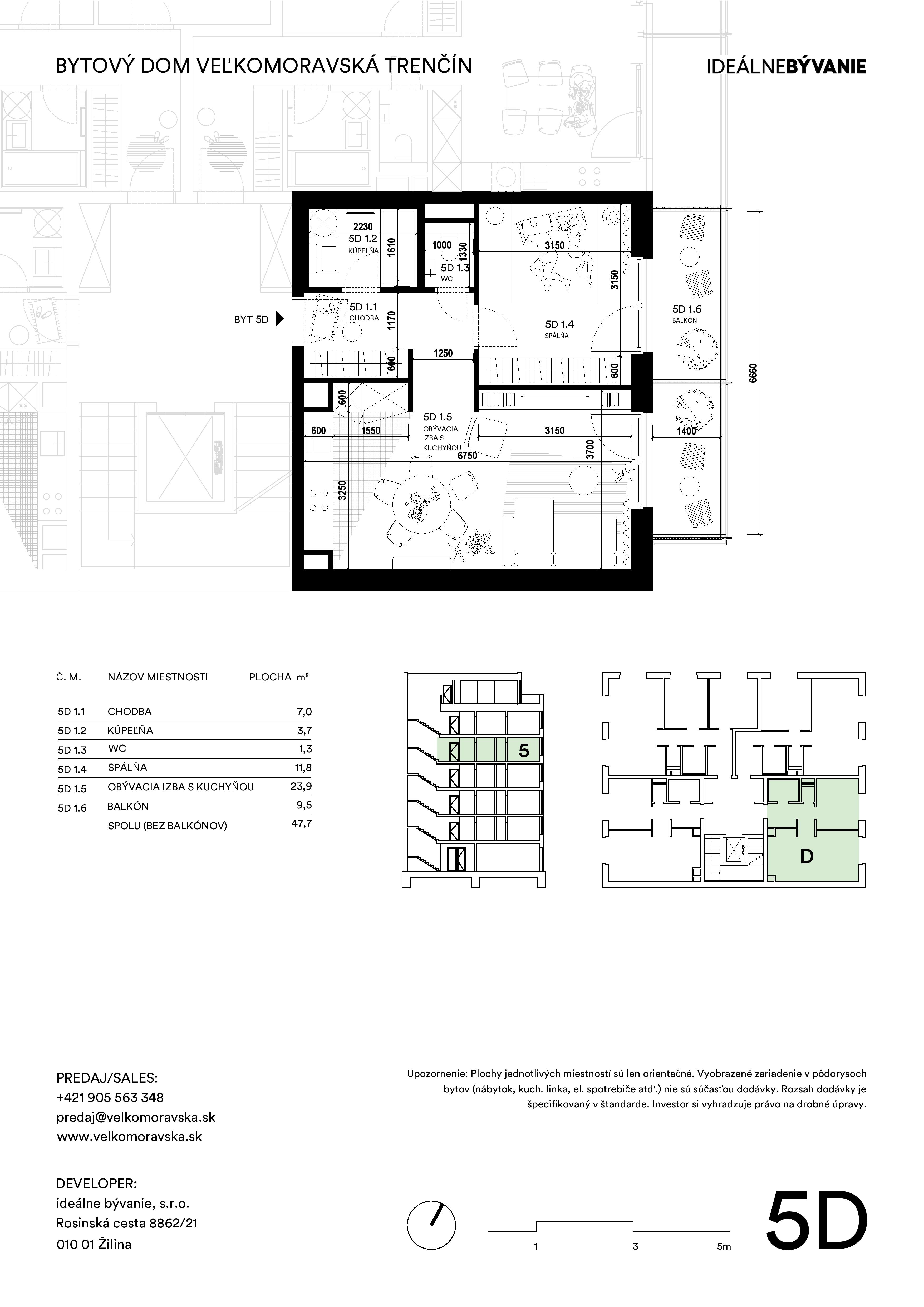 Trenčín Veľkomoravská - 5D - Pôdorys
