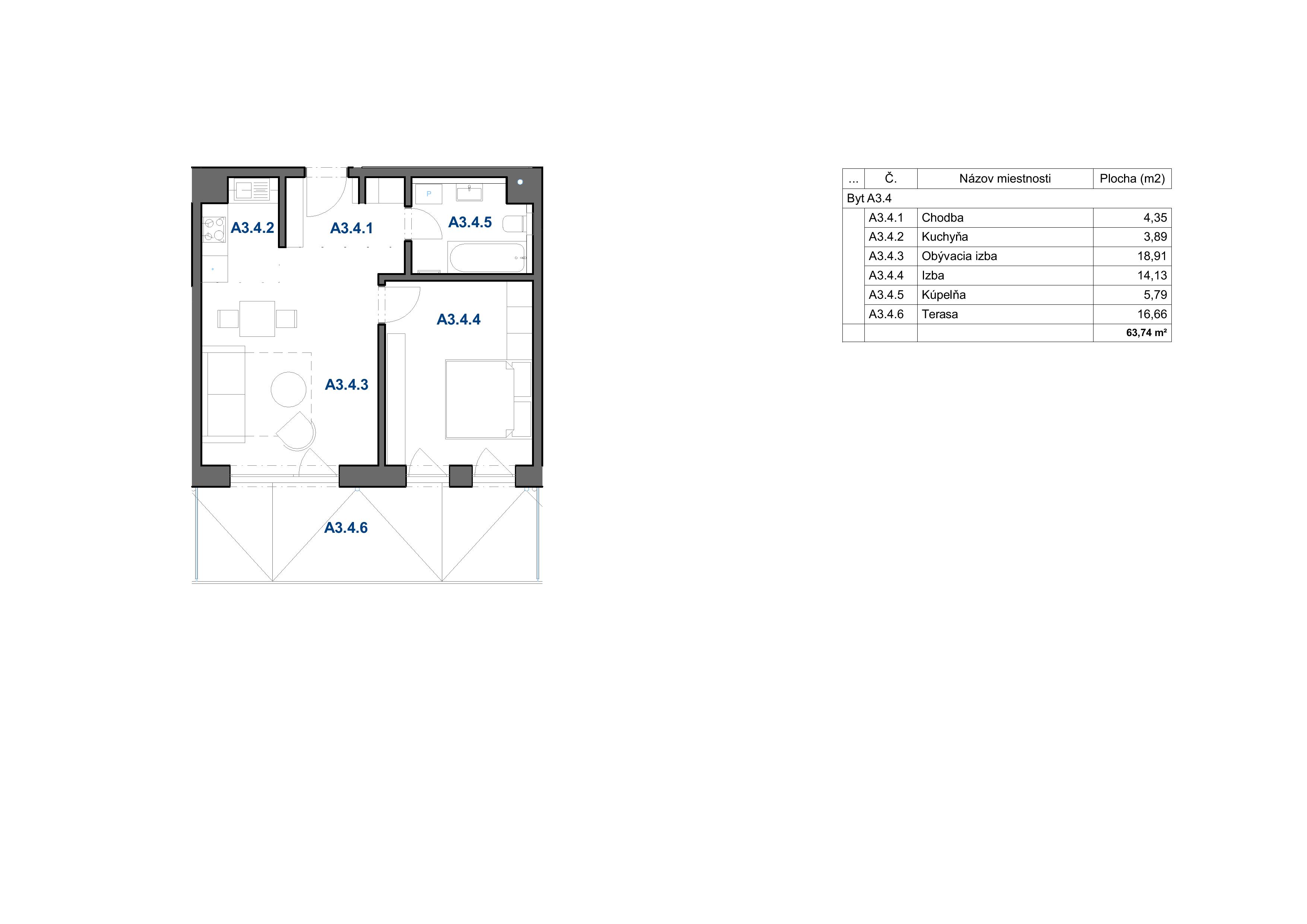 Levan Trnava - A3.4 (2i) - Pôdorys