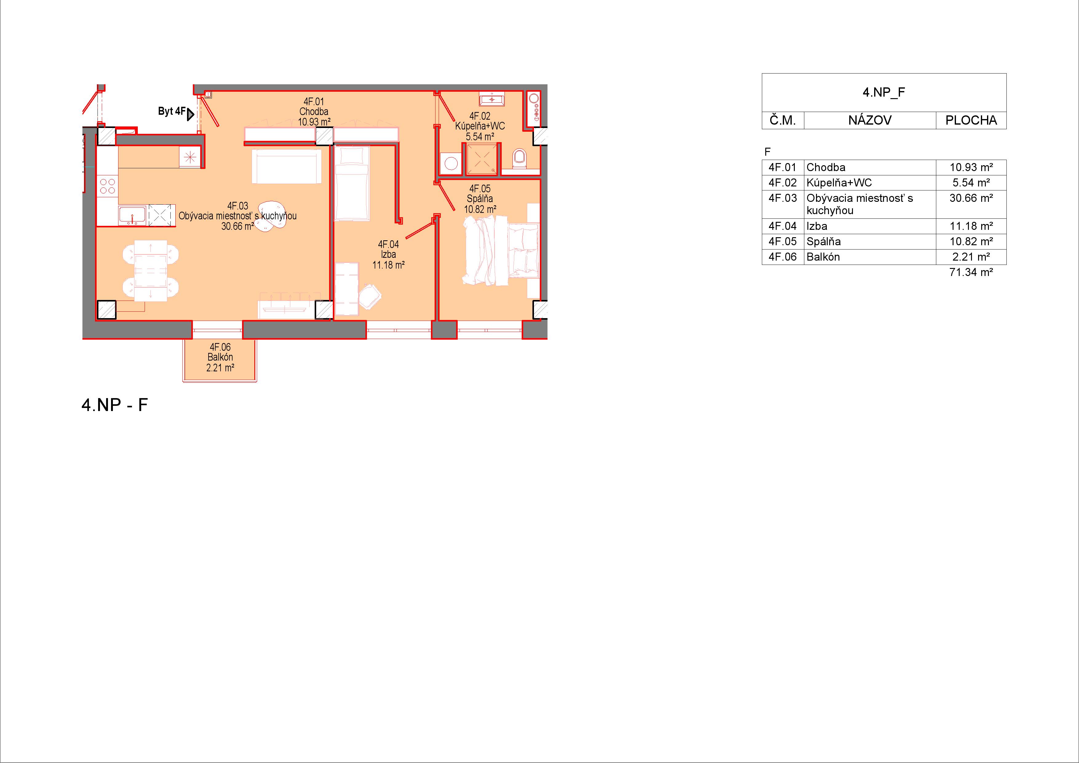 Trikota Vrbové - 4F - Pôdorys