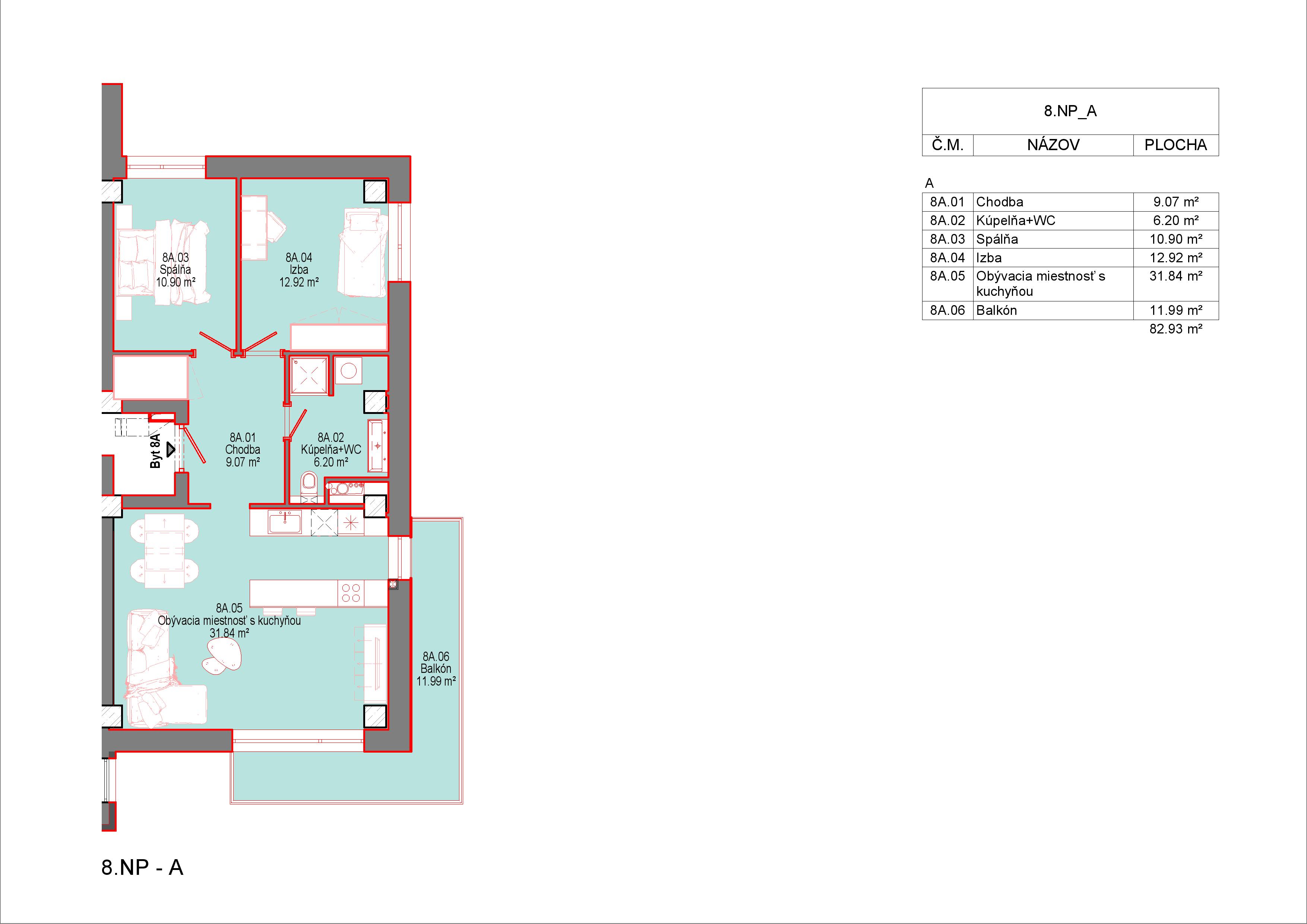 Trikota Vrbové - 8A - Pôdorys