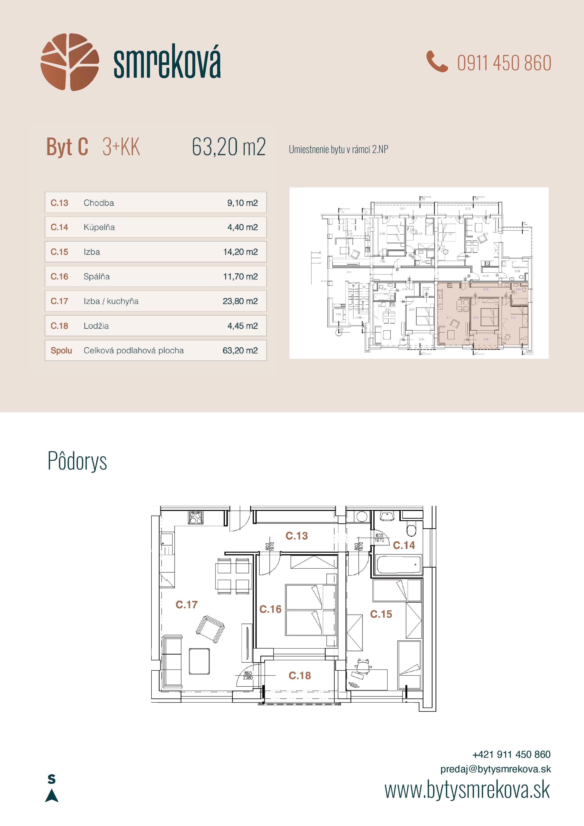 Byty Smreková - C - Pôdorys