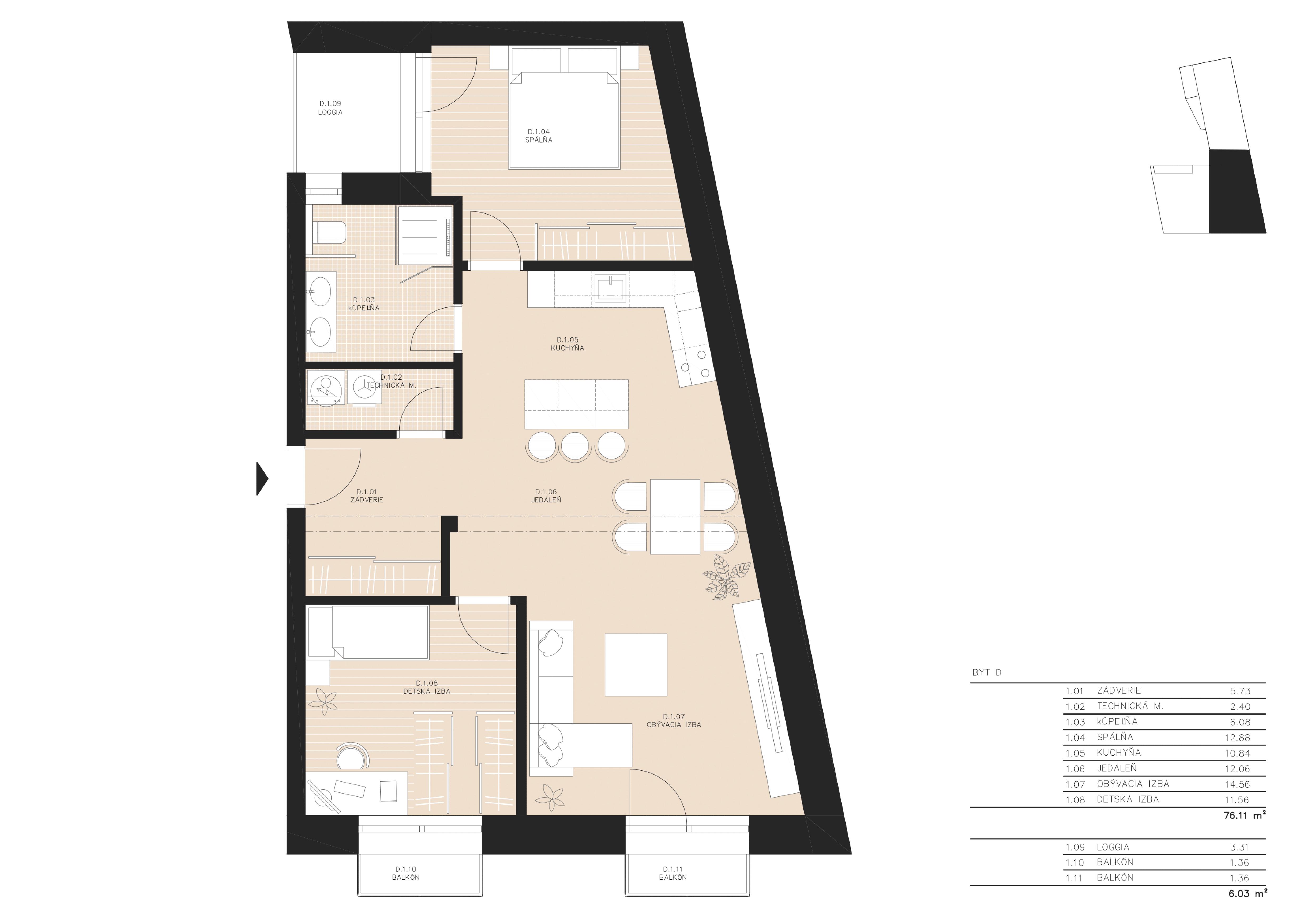 Rezidencia Sokolská - A3 - Pôdorys