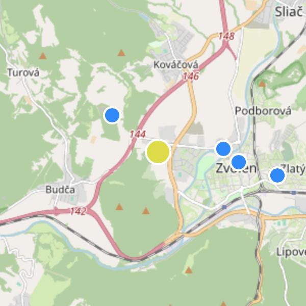 Zvolen stráže - map